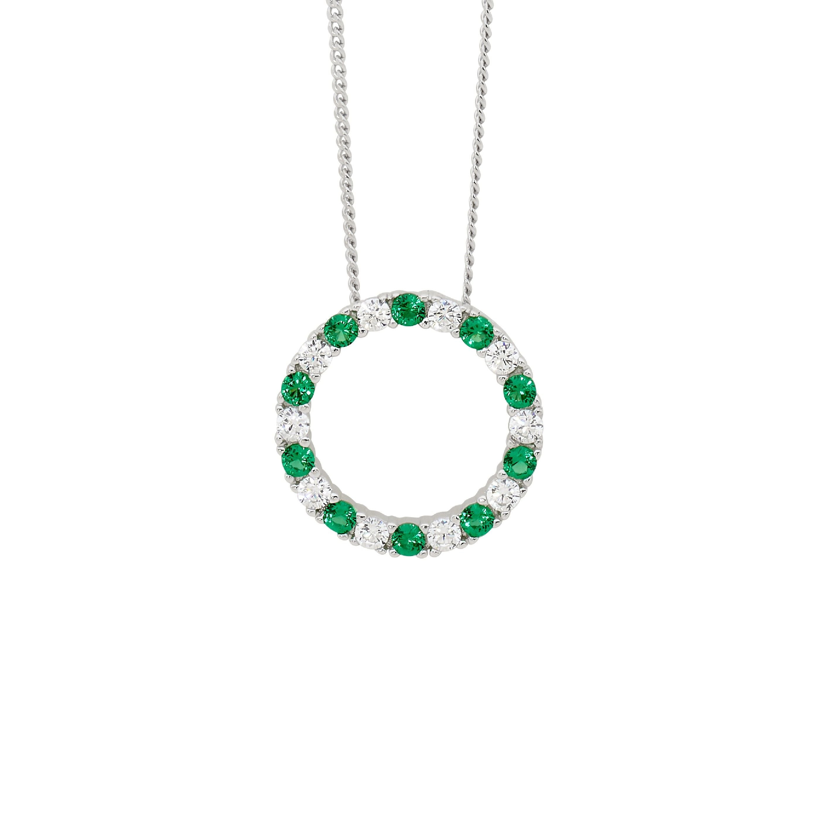 ELLANI Silver CZ Circle Necklet