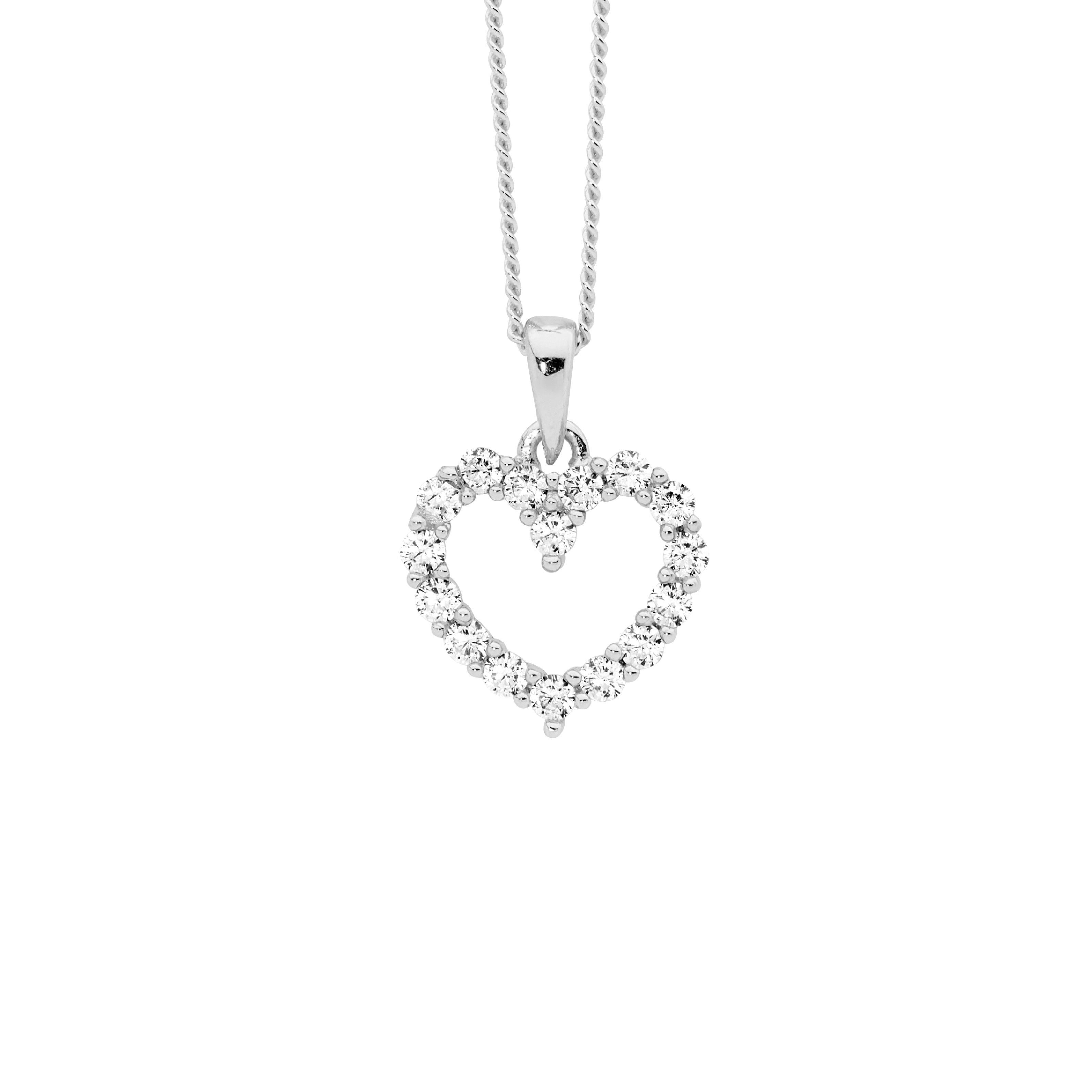 ELLANI Silver CZ Heart Necklet