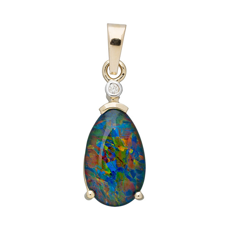 9ct Triplet Opal and Diamond Pendant