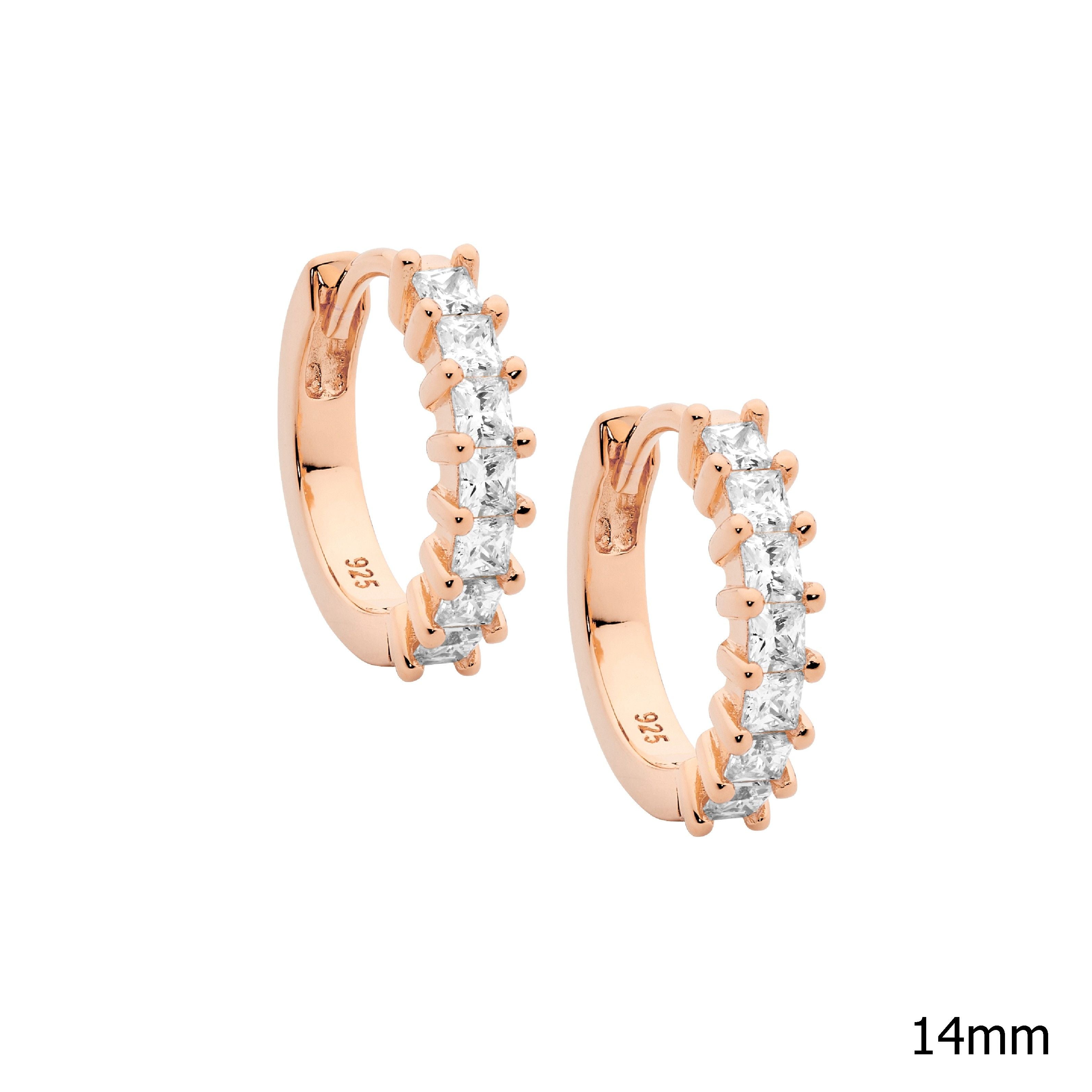 Ellani CZ Huggies with Rose Plating
