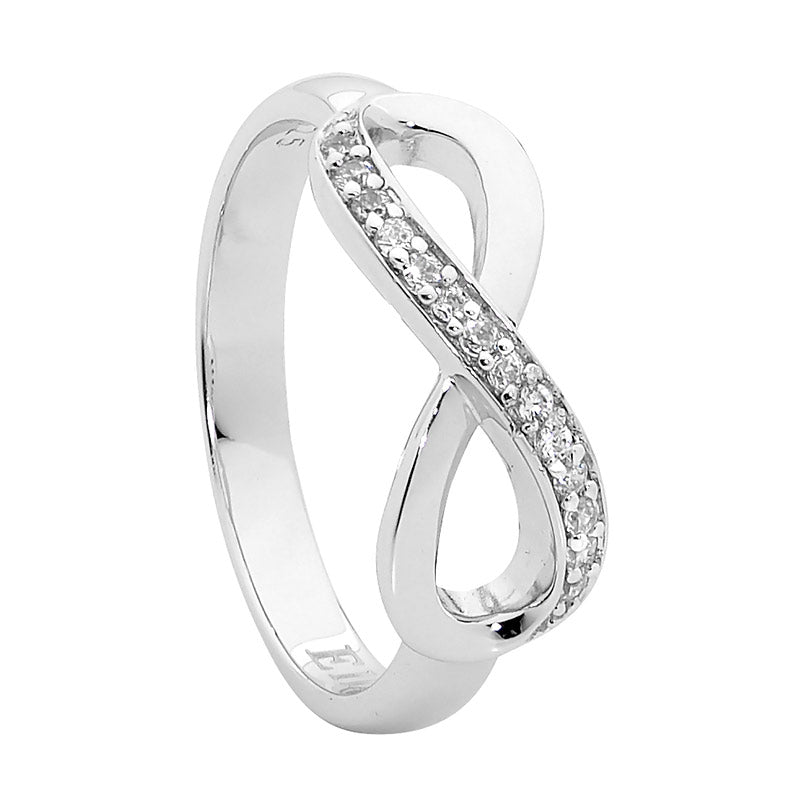 ELLANI Silver Cubic Zirconia Infinity Ring