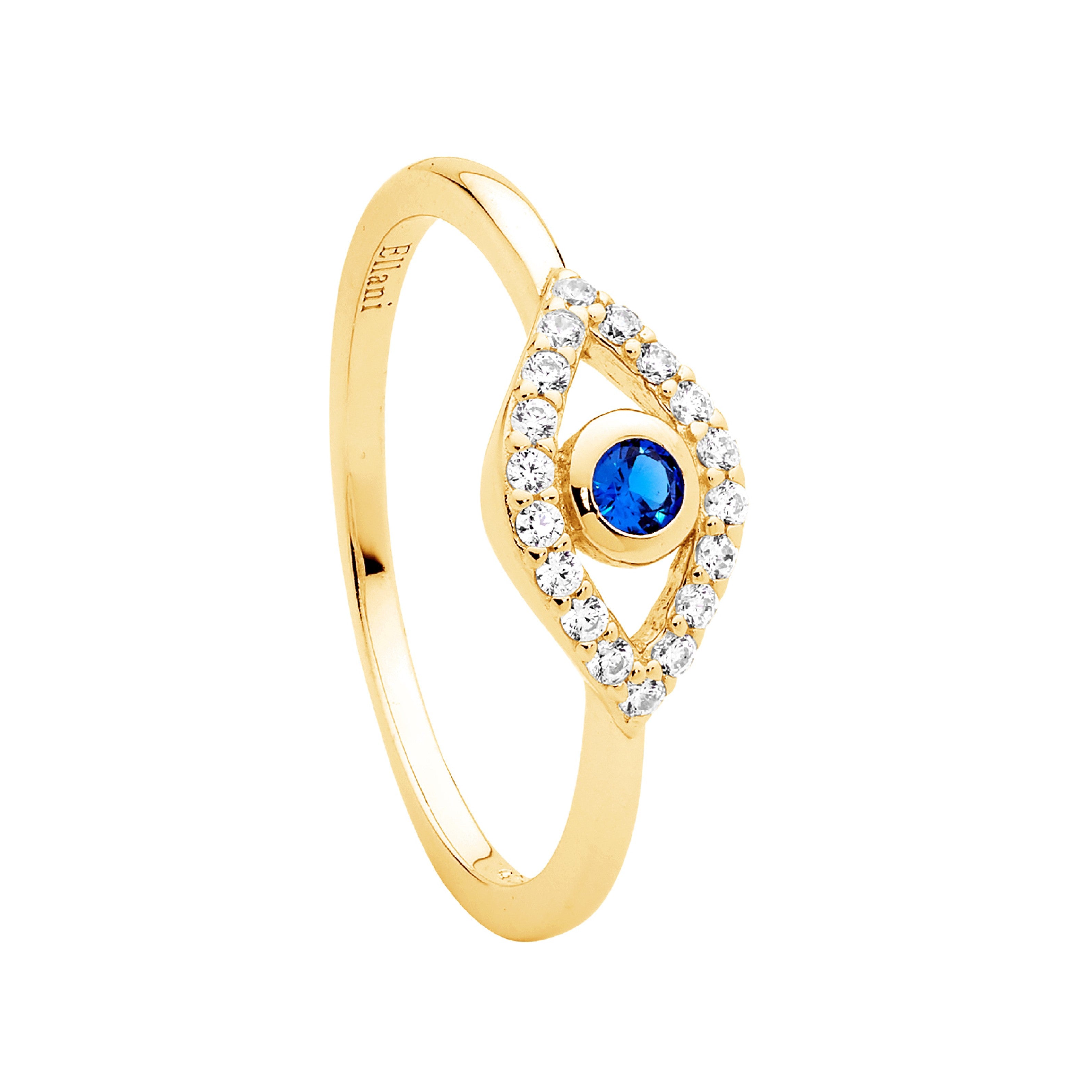 ELLANI Silver Gold Plated Cubic Zirconia Ring