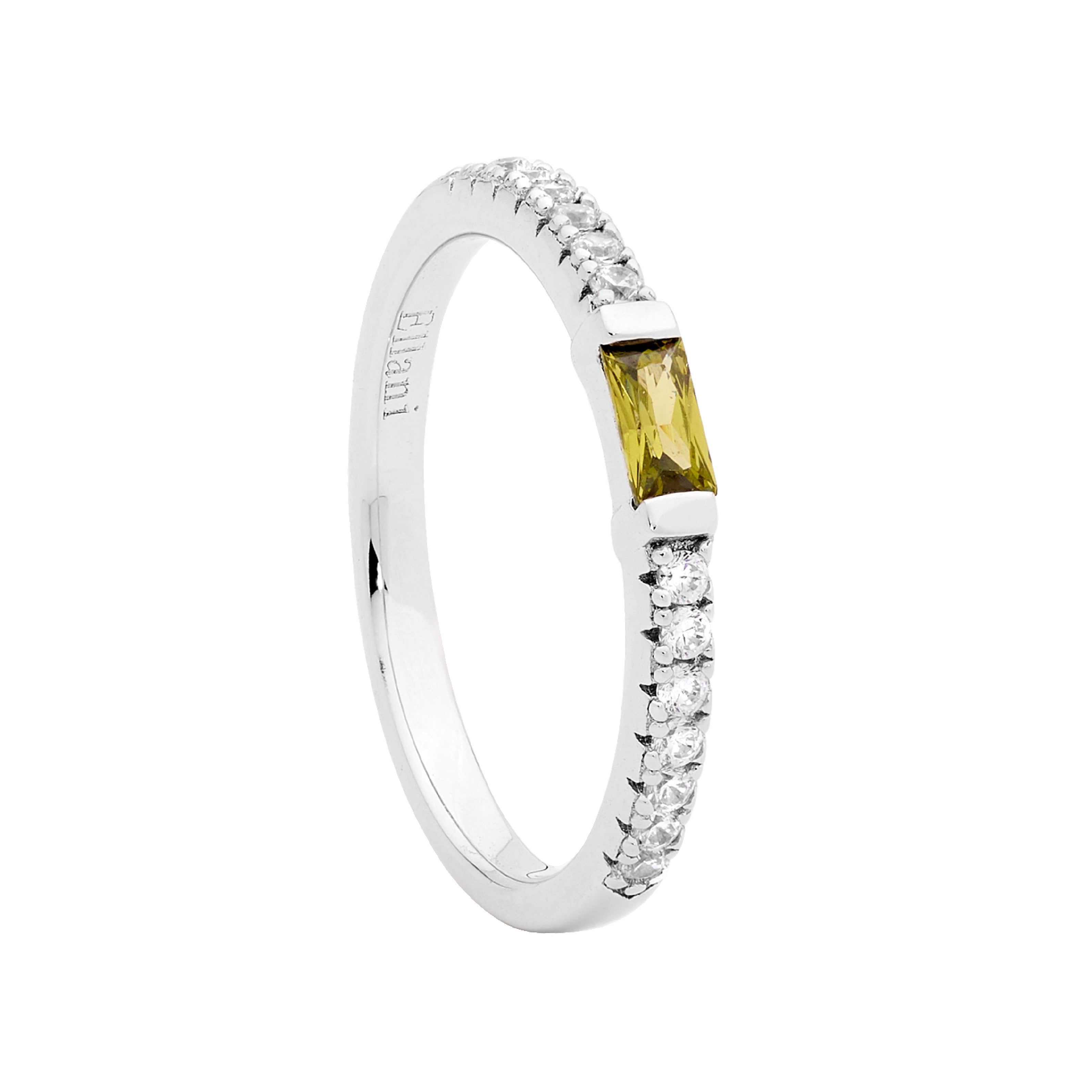 ELLANI Silver Peridot & Cubic Zirconia Ring