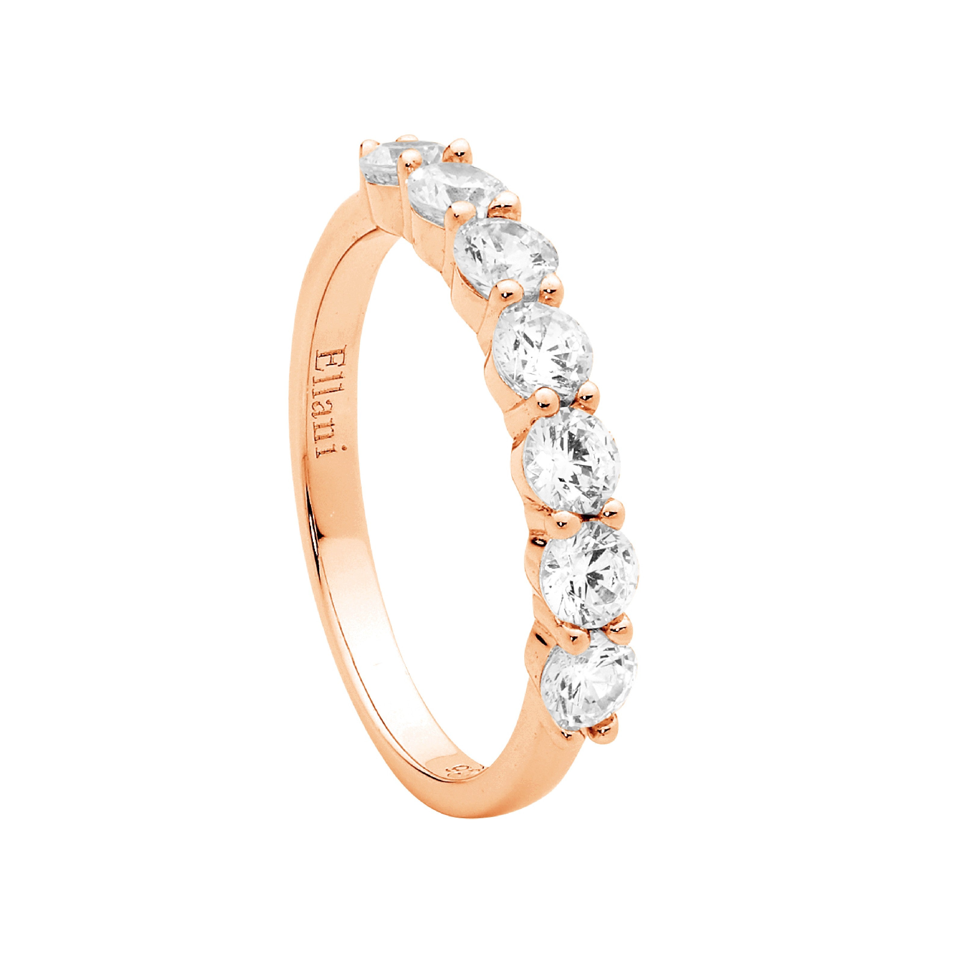 ELLANI Silver Rose Gold Plated Cubic Zirconia Ring