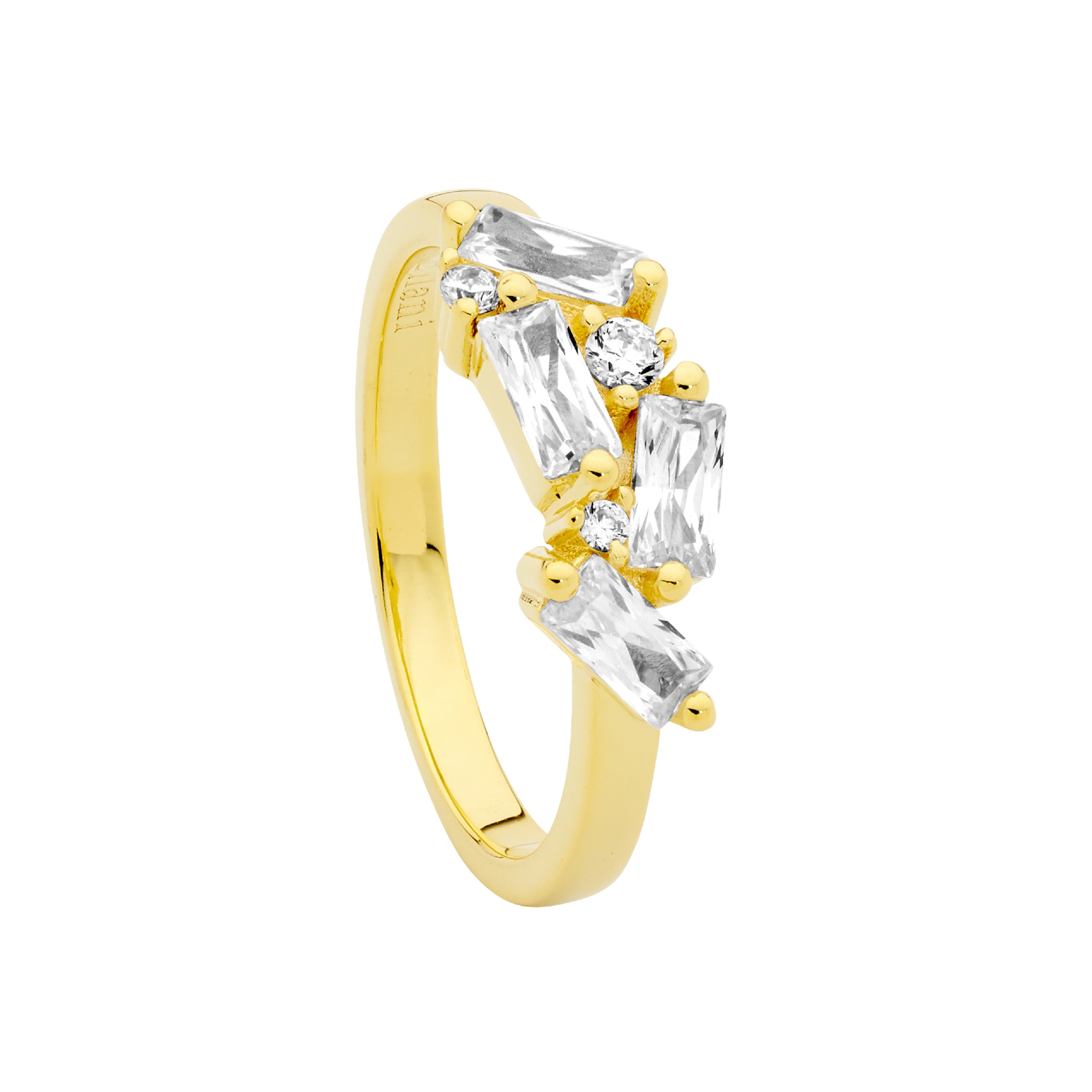 ELLANI Silver CZ Gold Plated Ring