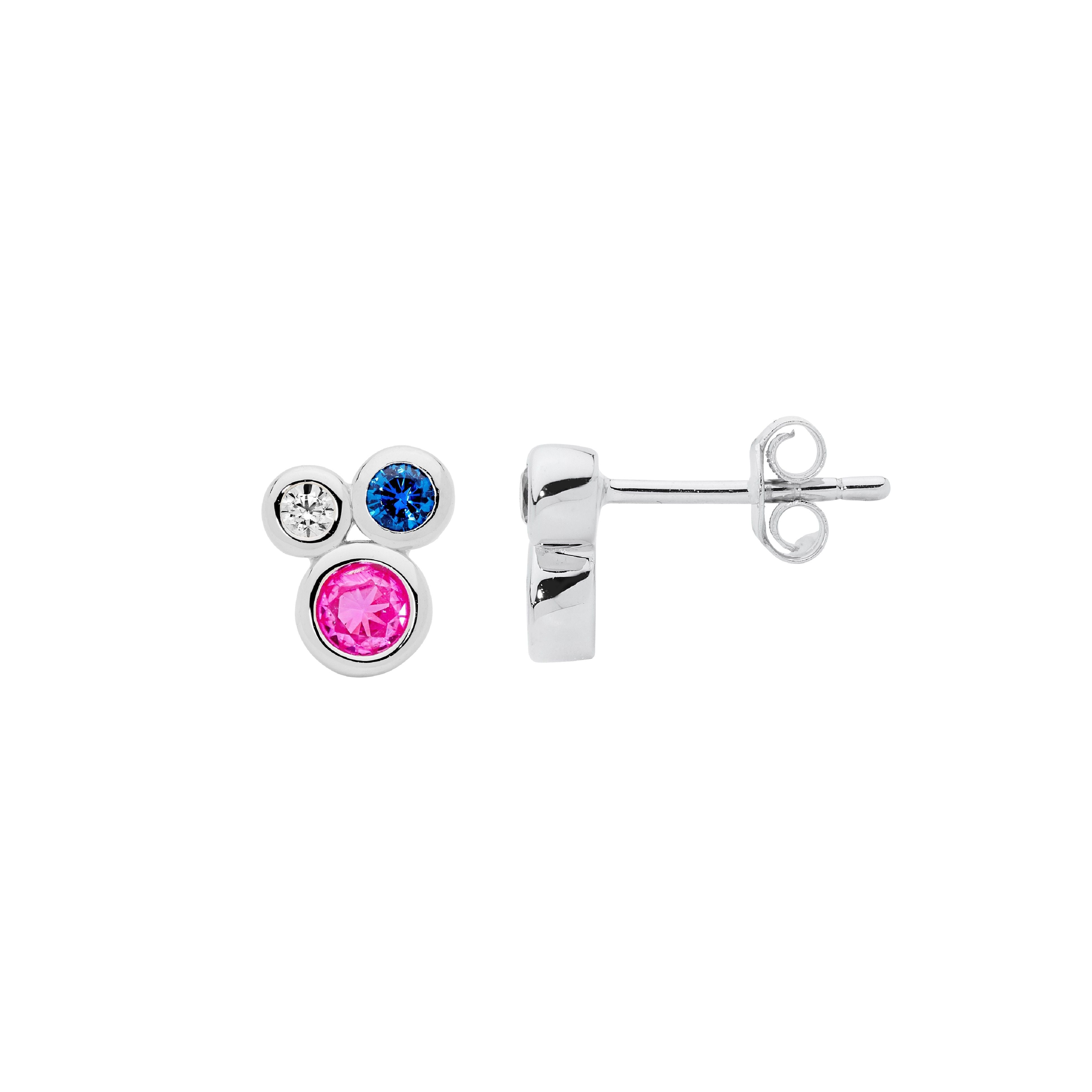 ELLANI Silver CZ Multi-coloured Studs