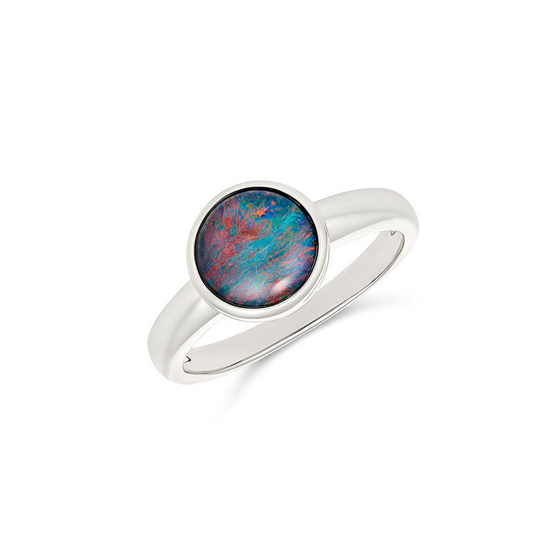 Silver Triplet Opal Ring