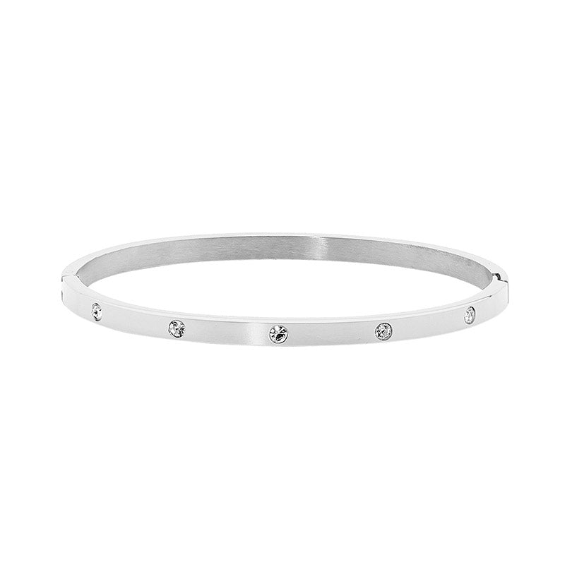 ELLANI Stainless Steel Bangle with Cubic Zirconia