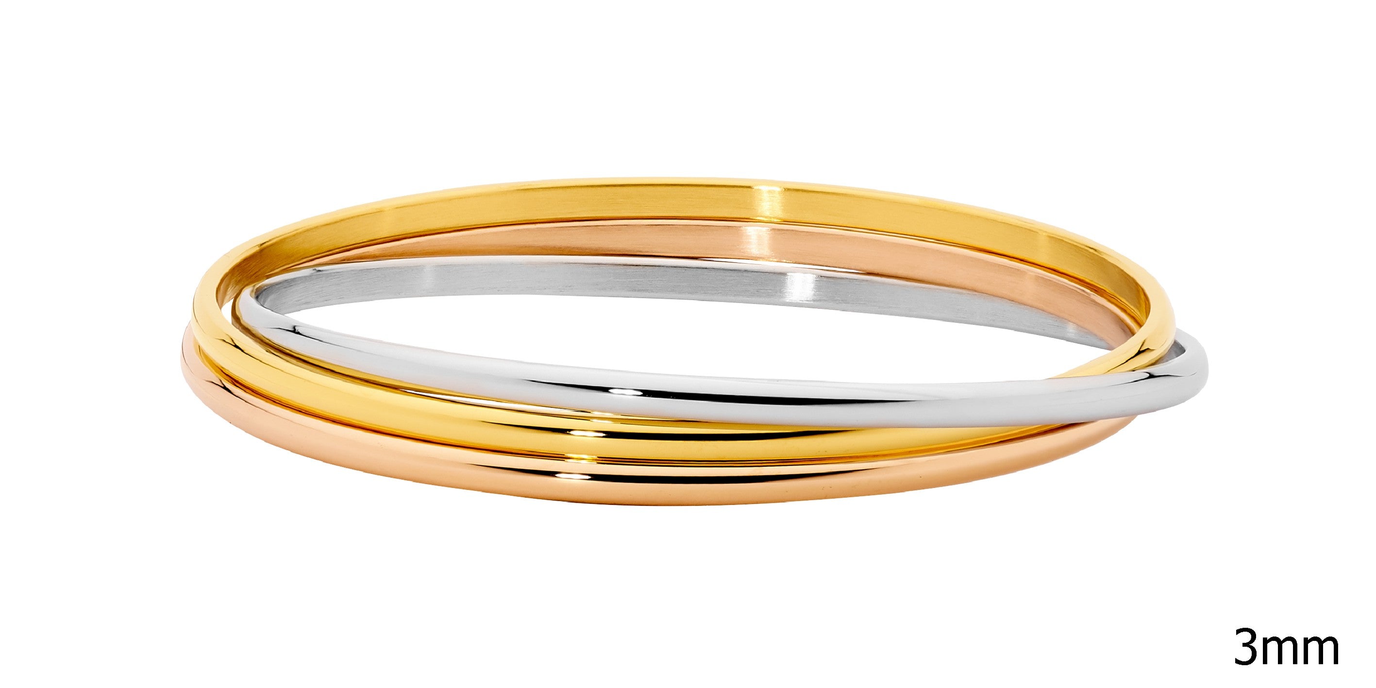 ELLANI Stainless Steel 3 Tone Plated Russian Bangle
