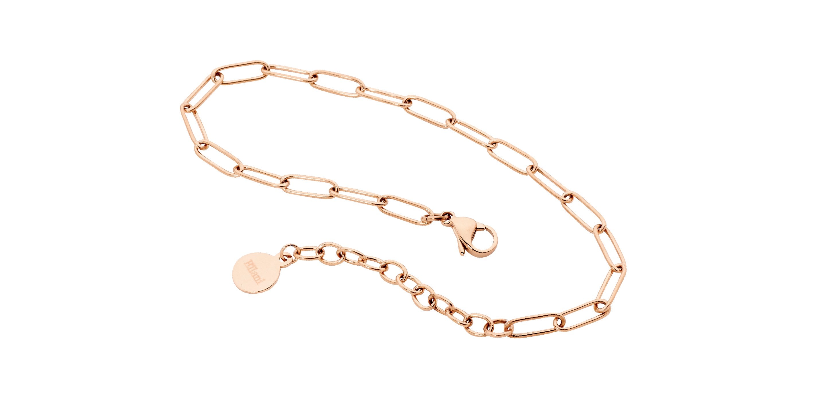ELLANI Stainless Steel Rose Gold Plated Paperclip Chain Bracelet