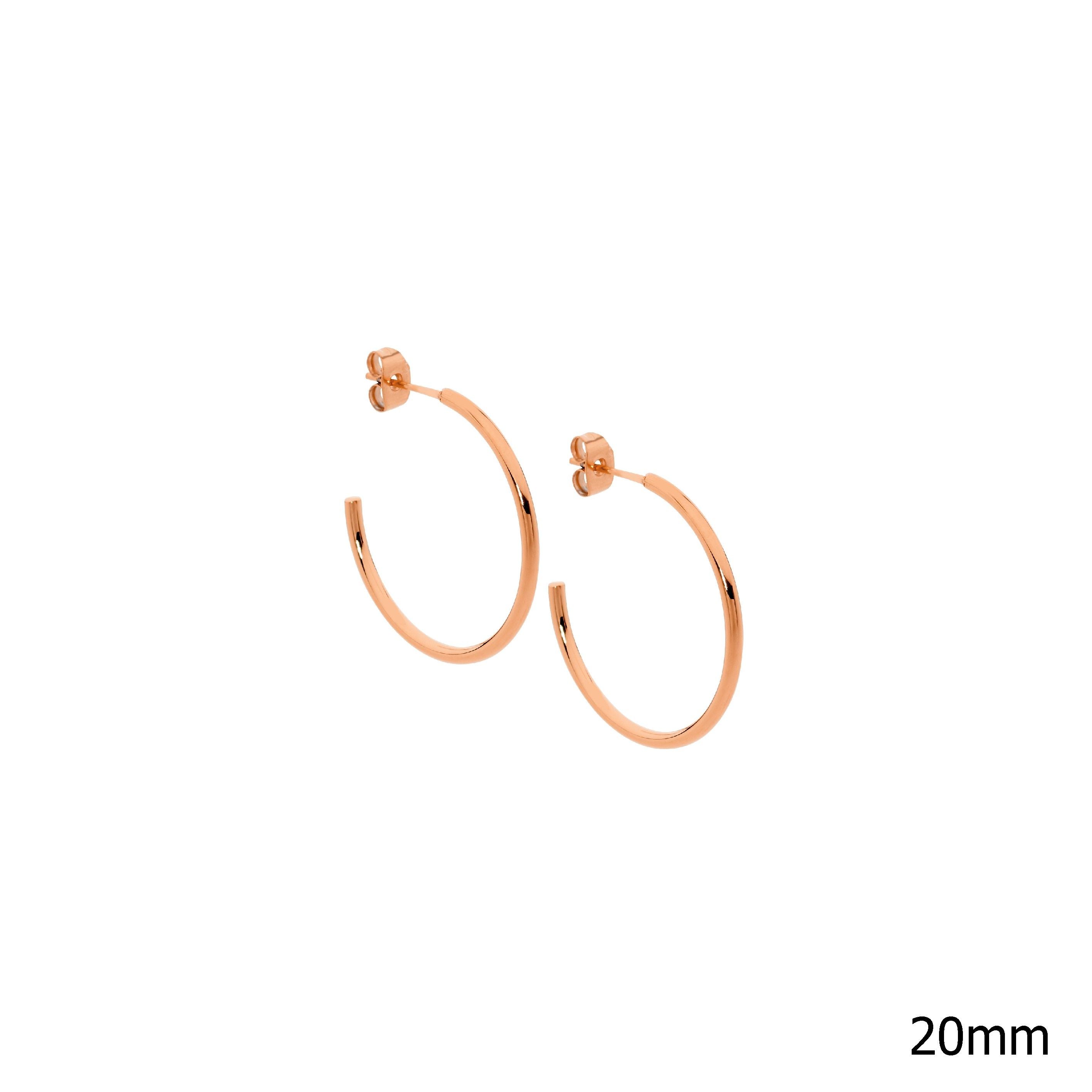 ELLANI Stainless Steel Hoop Earrings Rose Gold Plating