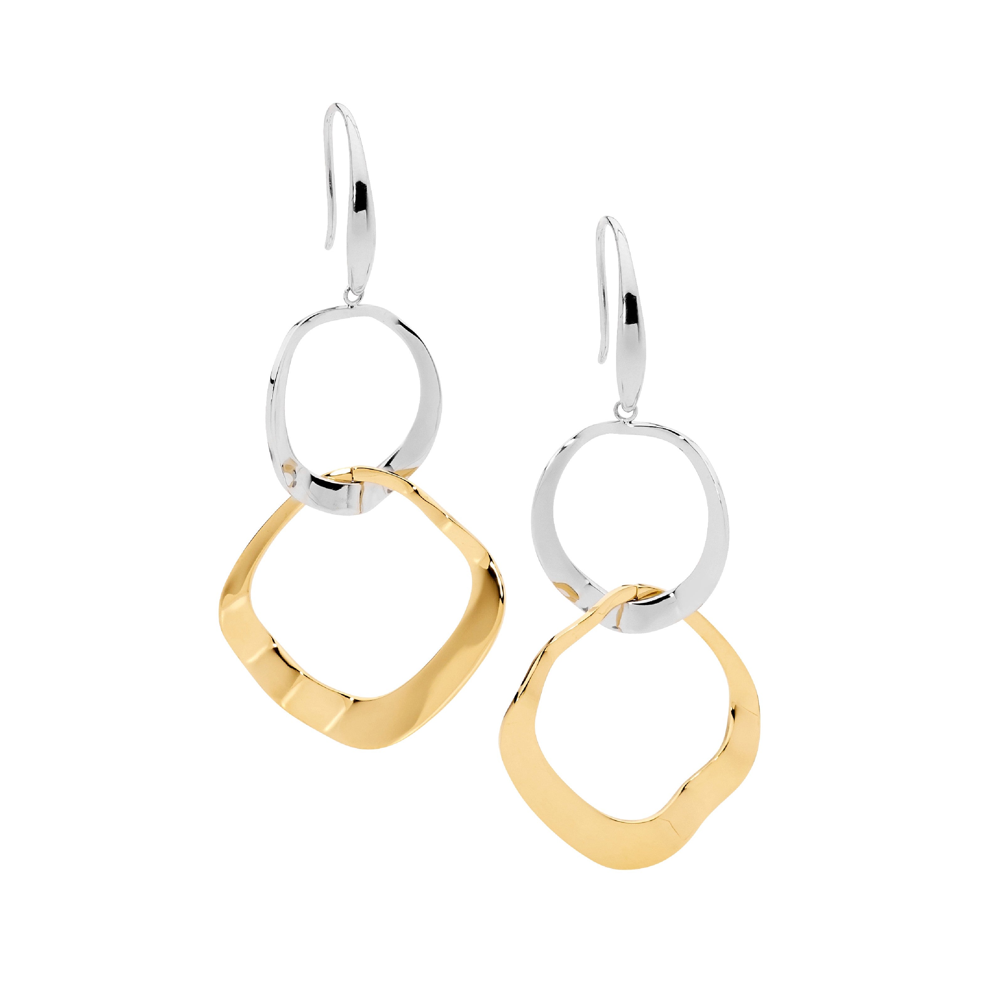 ELLANI Stainless Steel Two Tone Wave Earrings