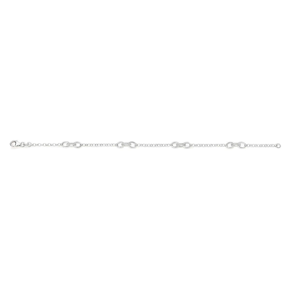 Silver Belcher Bracelet with Cubic Zirconia
