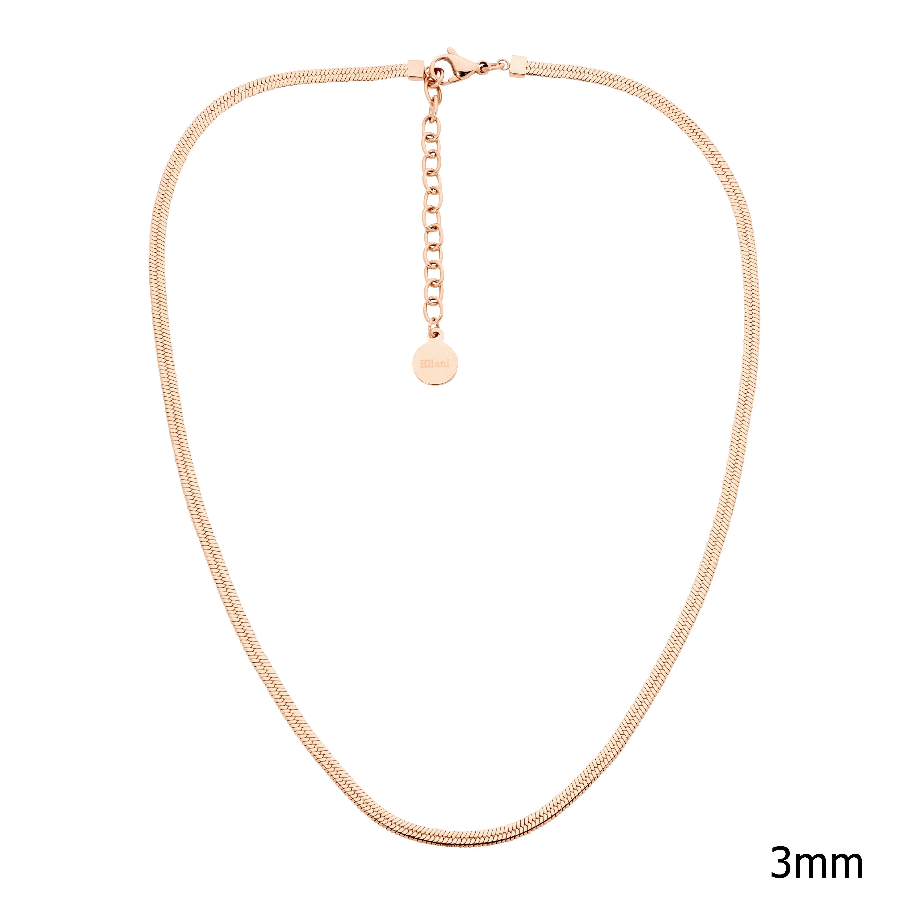 ELLANI Stainless Steel Rose Gold Plated Herringbone Chain