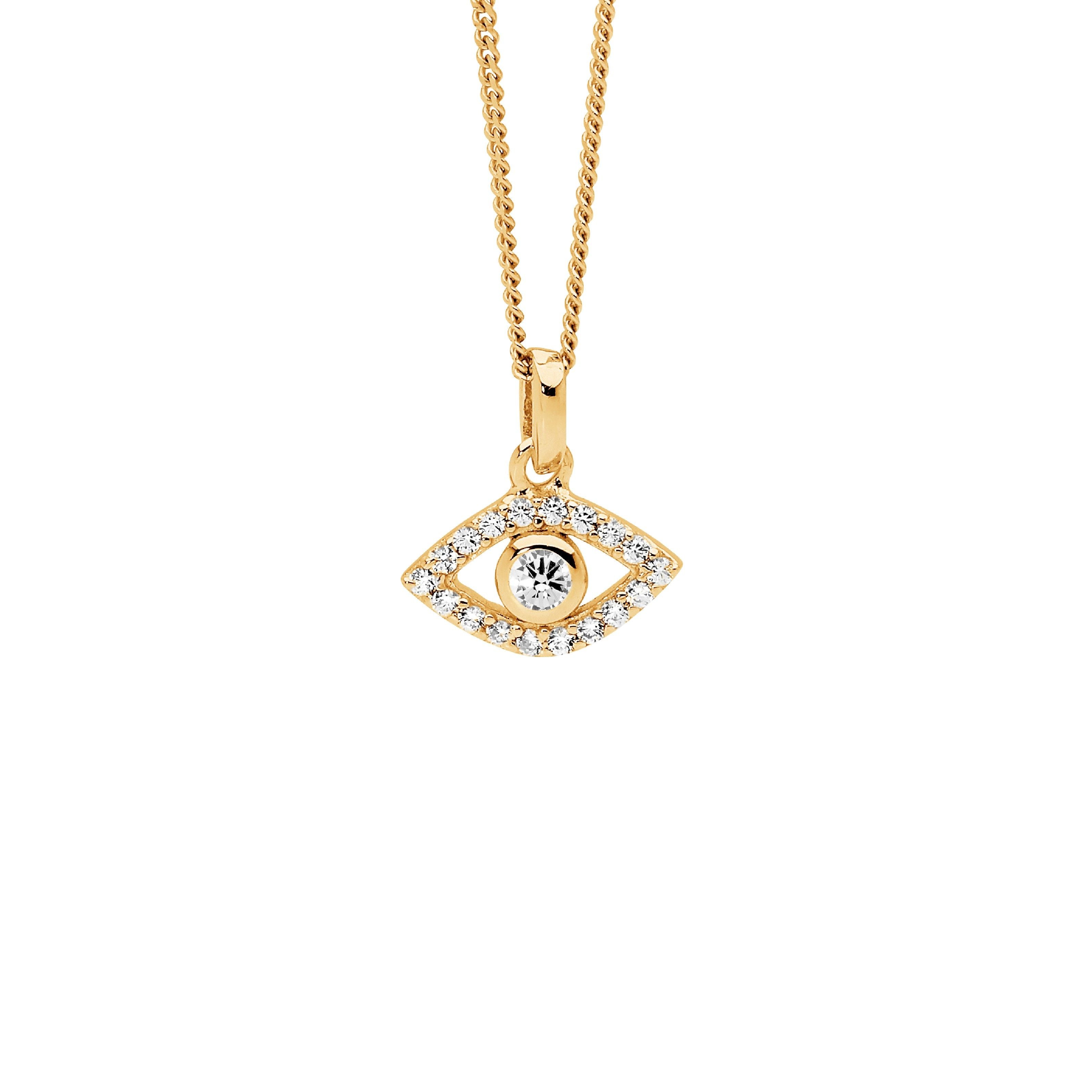 Ellani Evil Eye Necklet with CZ in Gold Plating