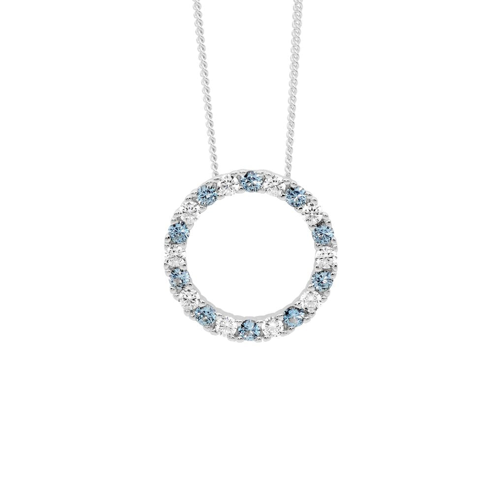 ELLANI Silver Spinel & CZ Circle Necklet