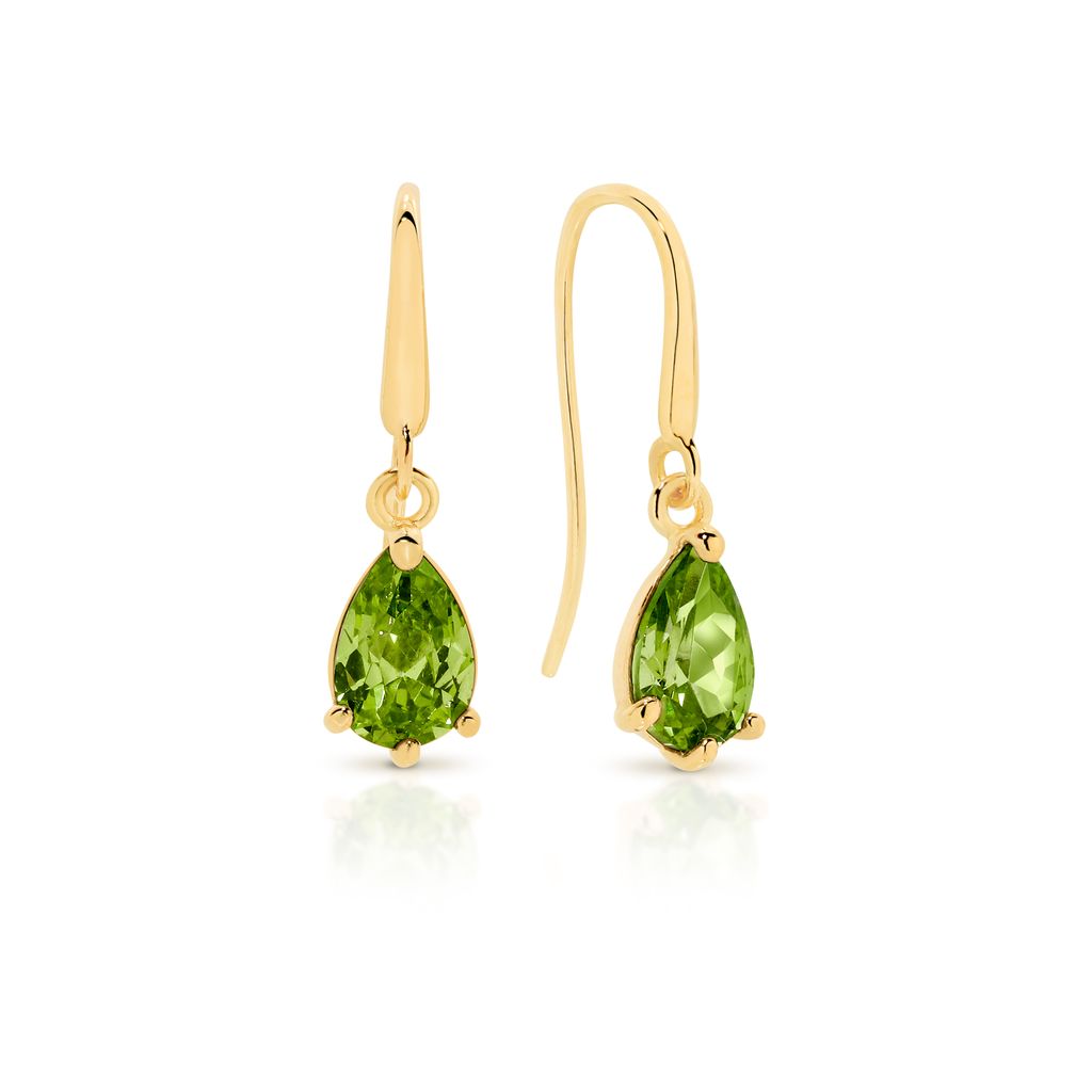 9ct gold peridot coloured CZ earrings