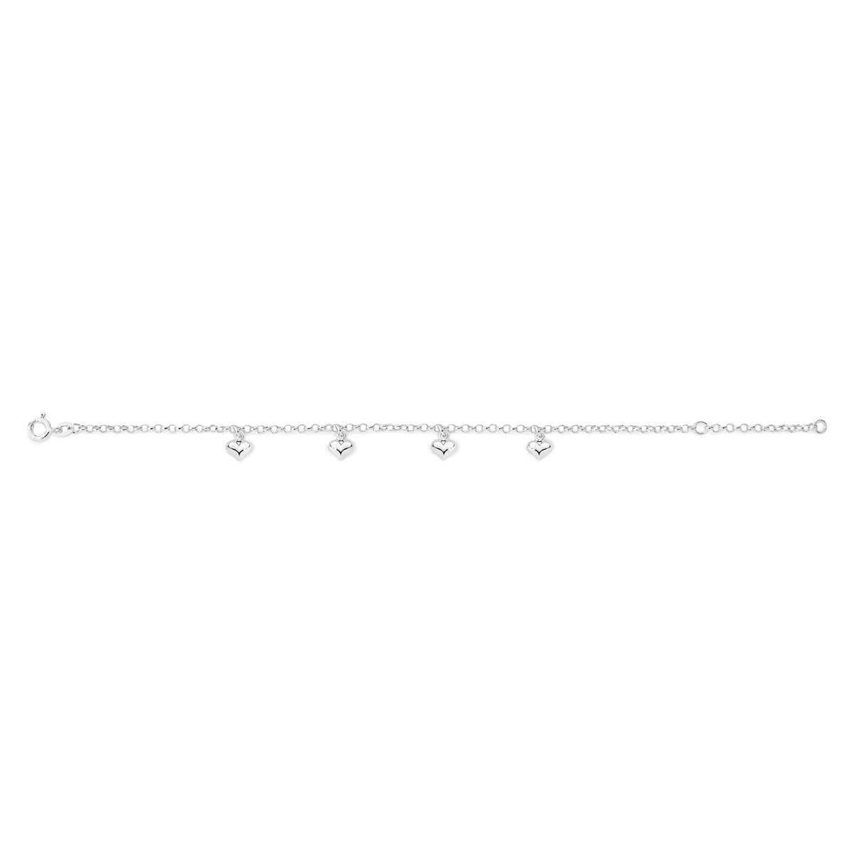 Silver Bracelet With Heart Charms
