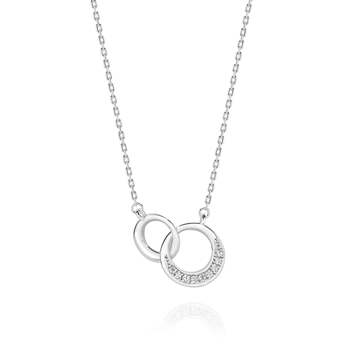 Silver Interlocking Necklet with Cubic Zirconia