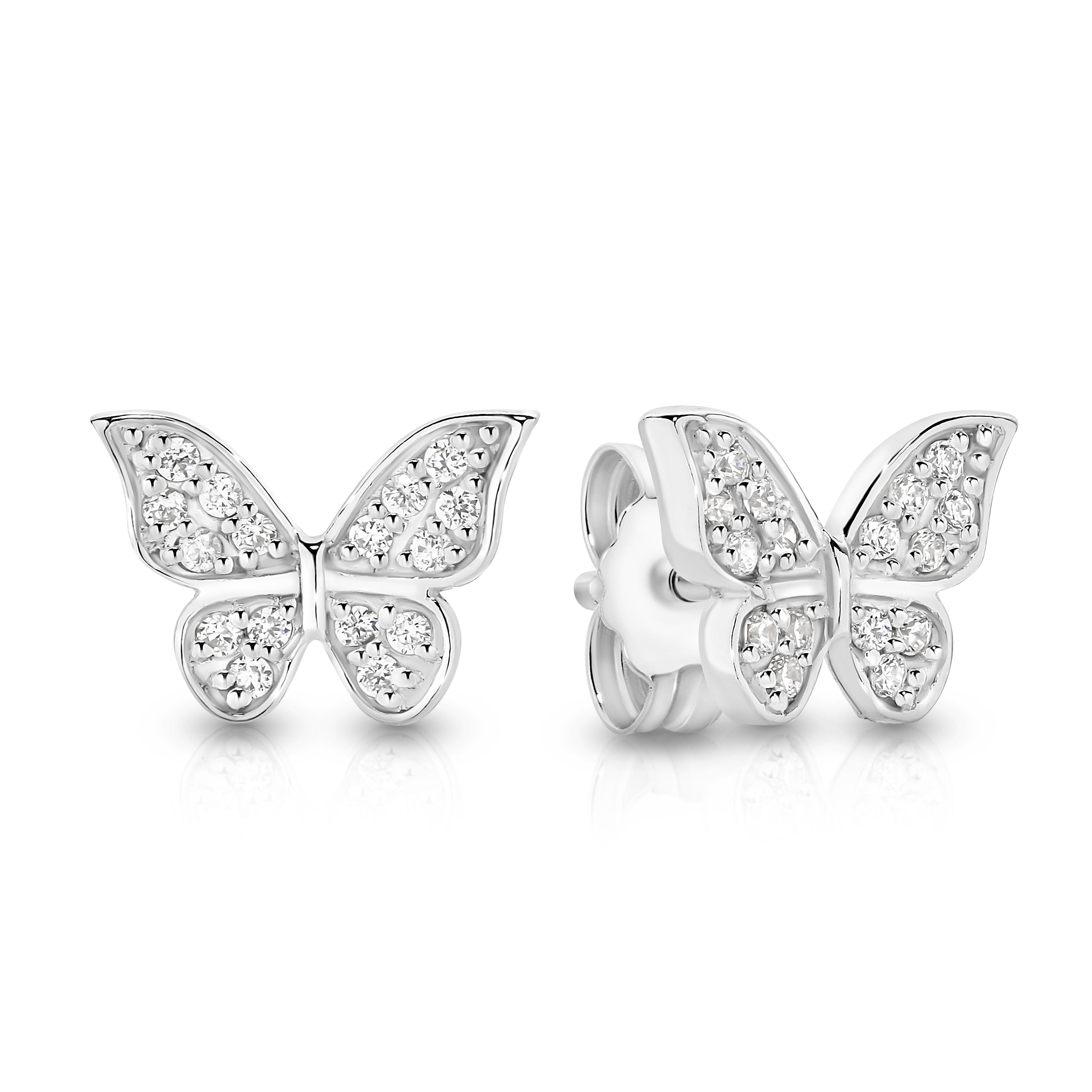 Silver Butterfly Studs