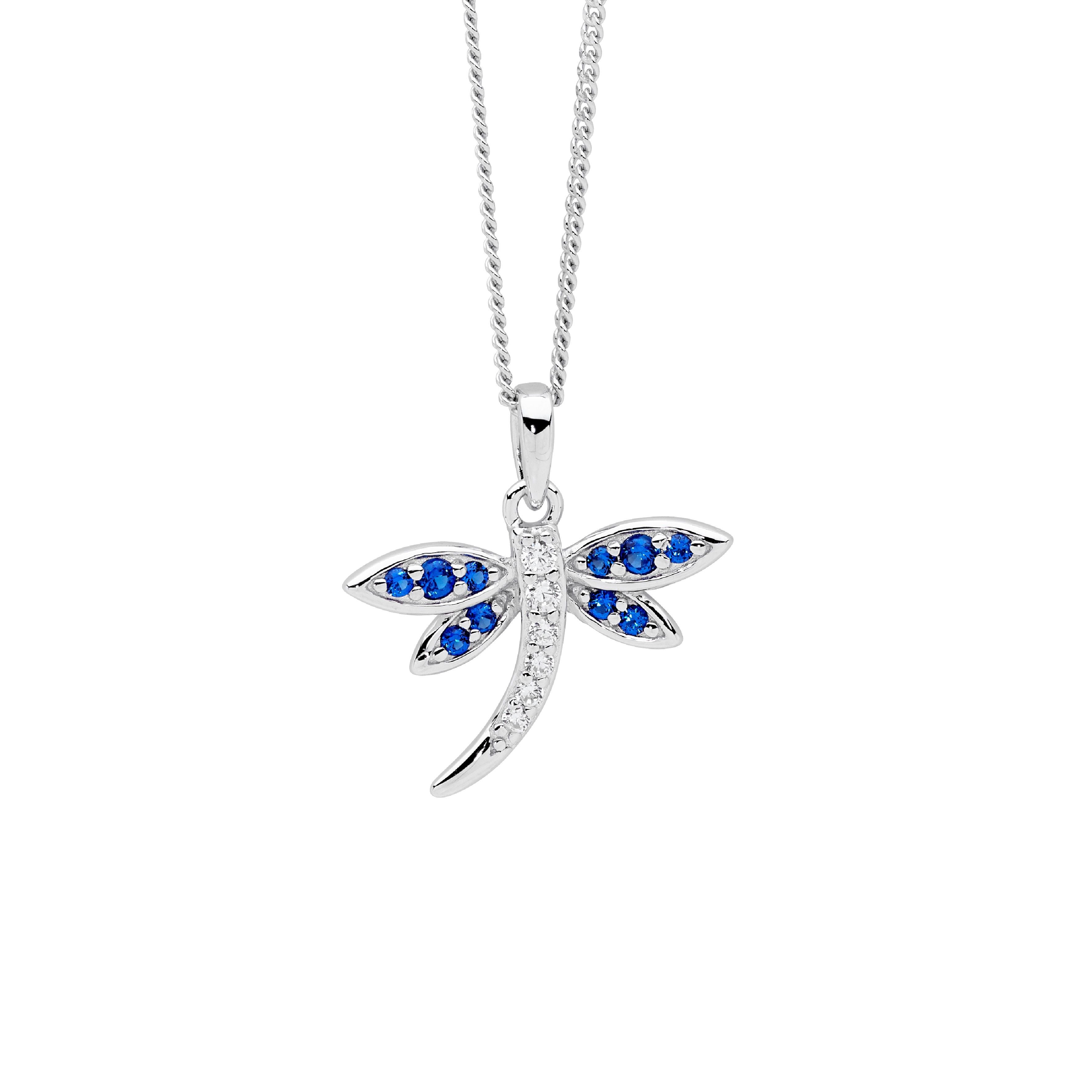 ELLANI Silver CZ Dragonfly Necklet