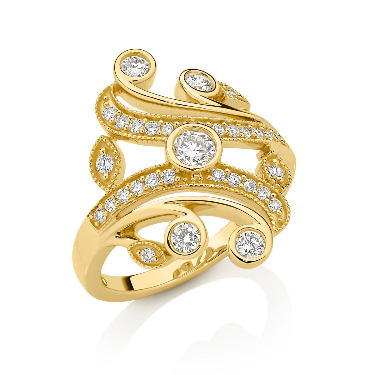 9ct Lab Grown Diamond Scroll Ring