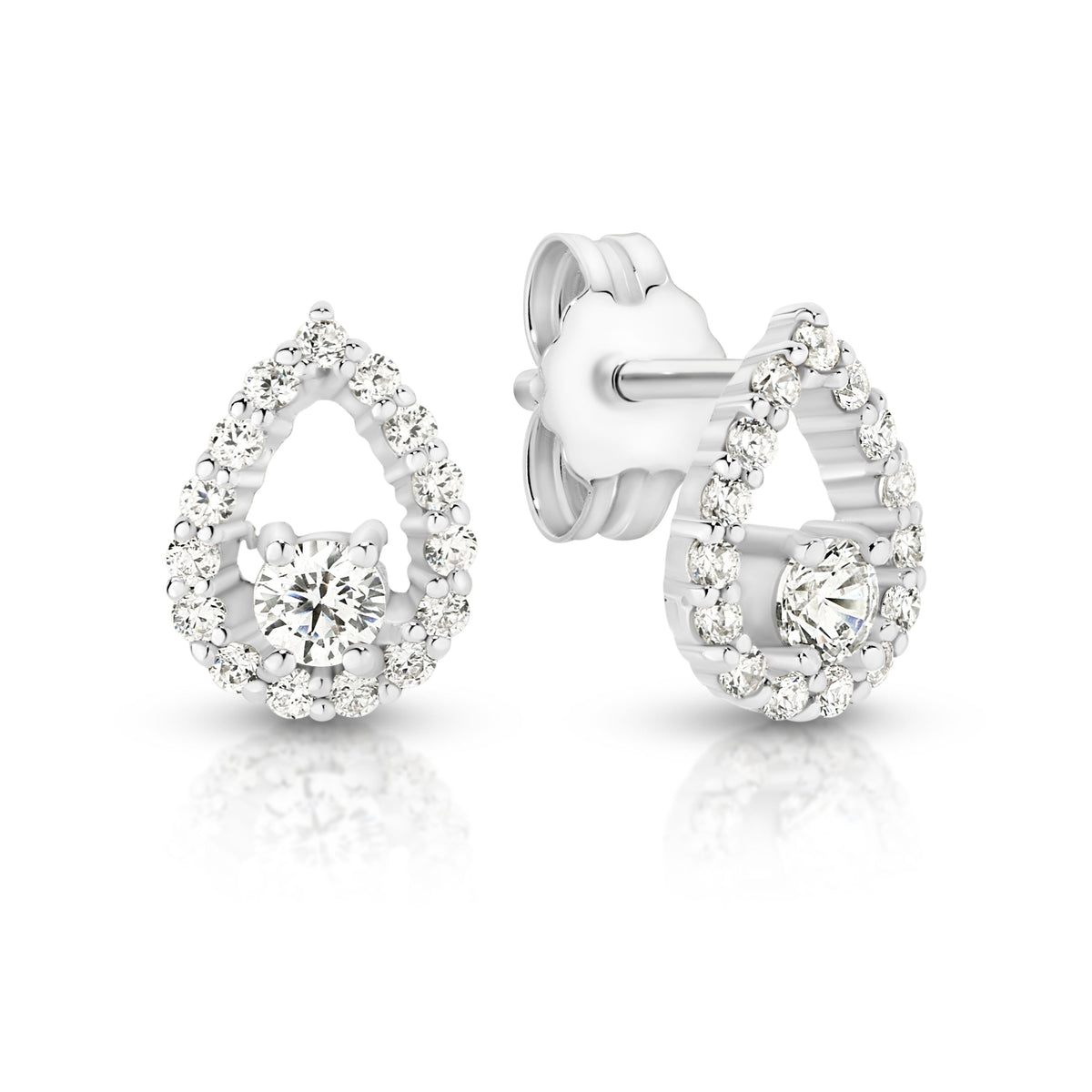 Silver Pear Shape Cubic Zirconia Studs