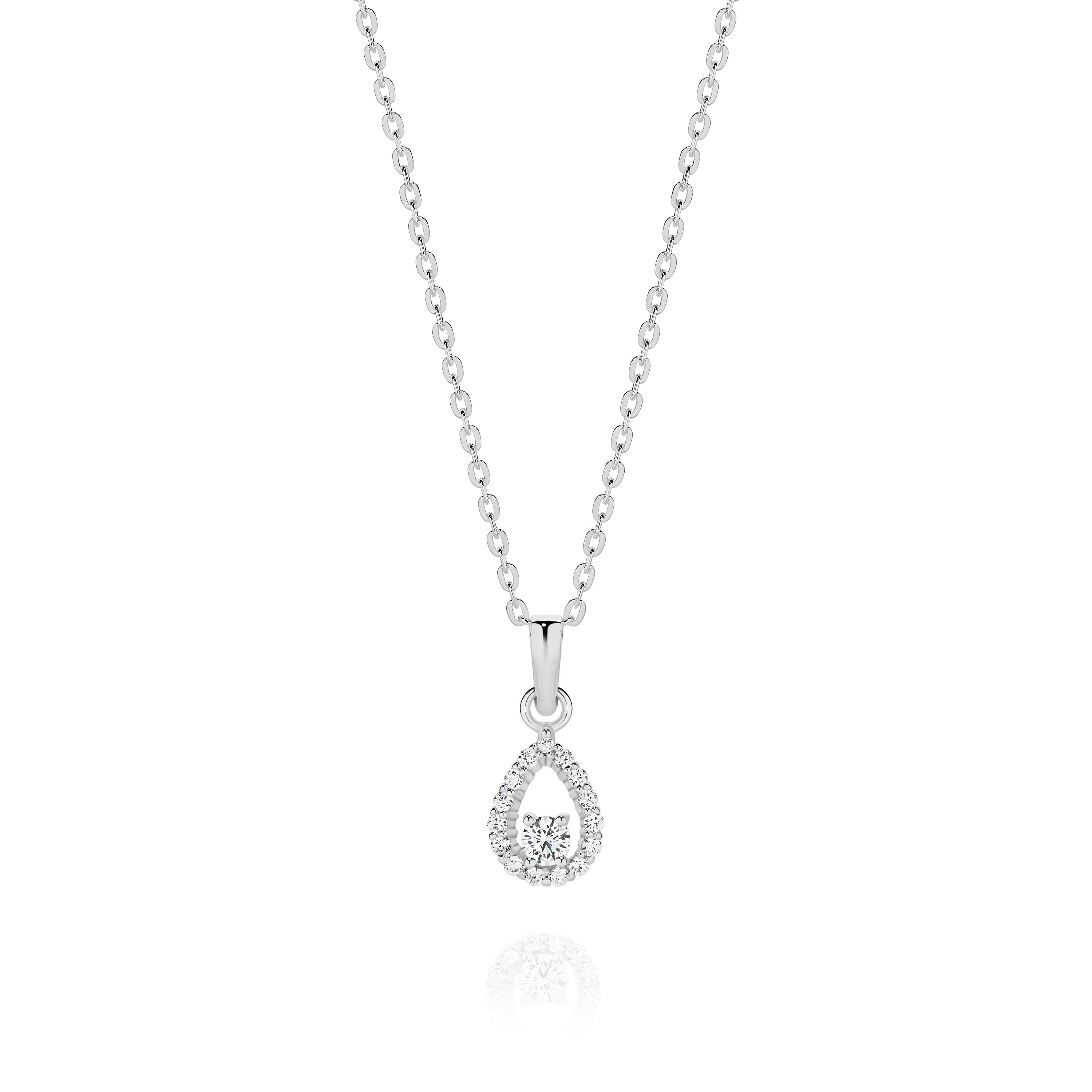 Silver Pear Shape Cubic Zirconia Necklet