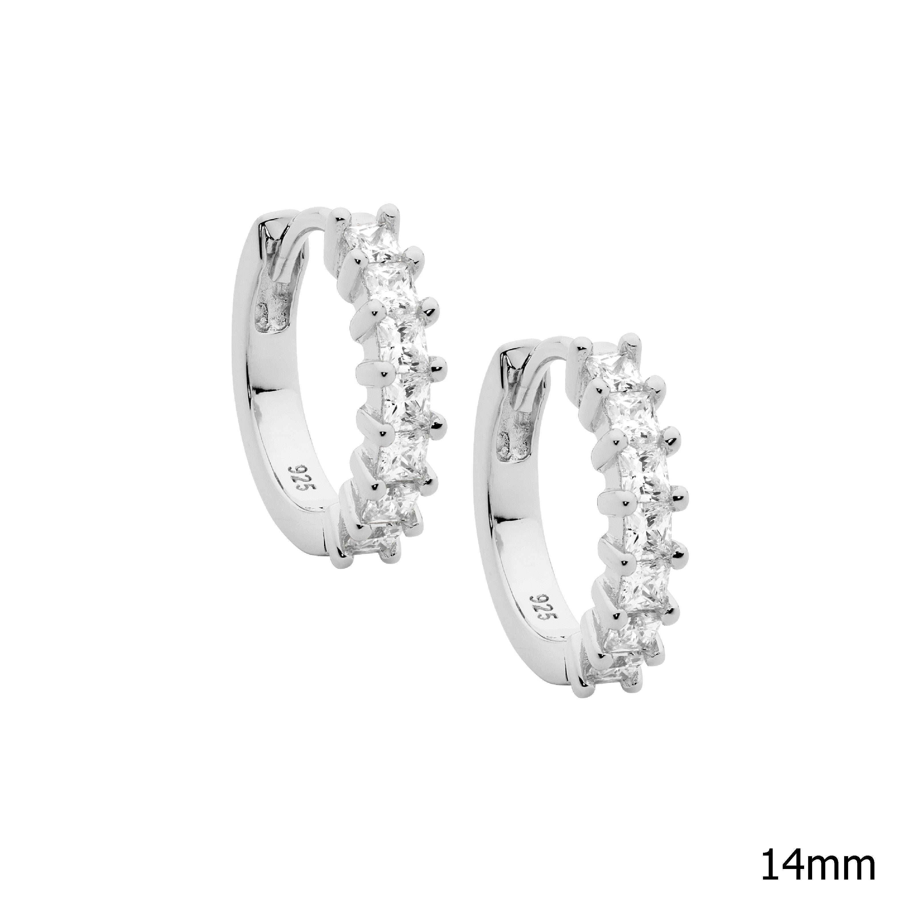 Ellani Silver CZ Huggies