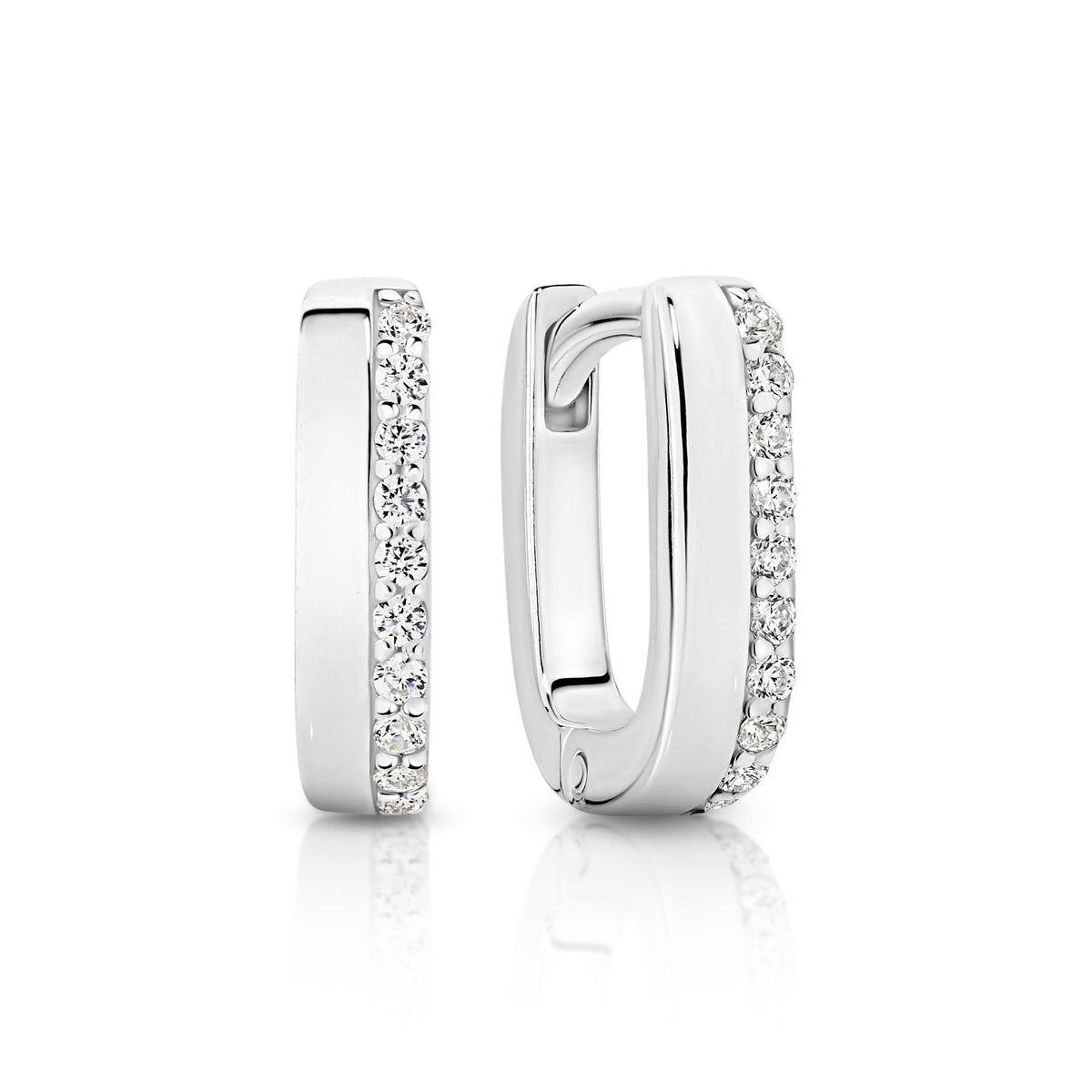 Silver Huggies with Cubic Zirconia