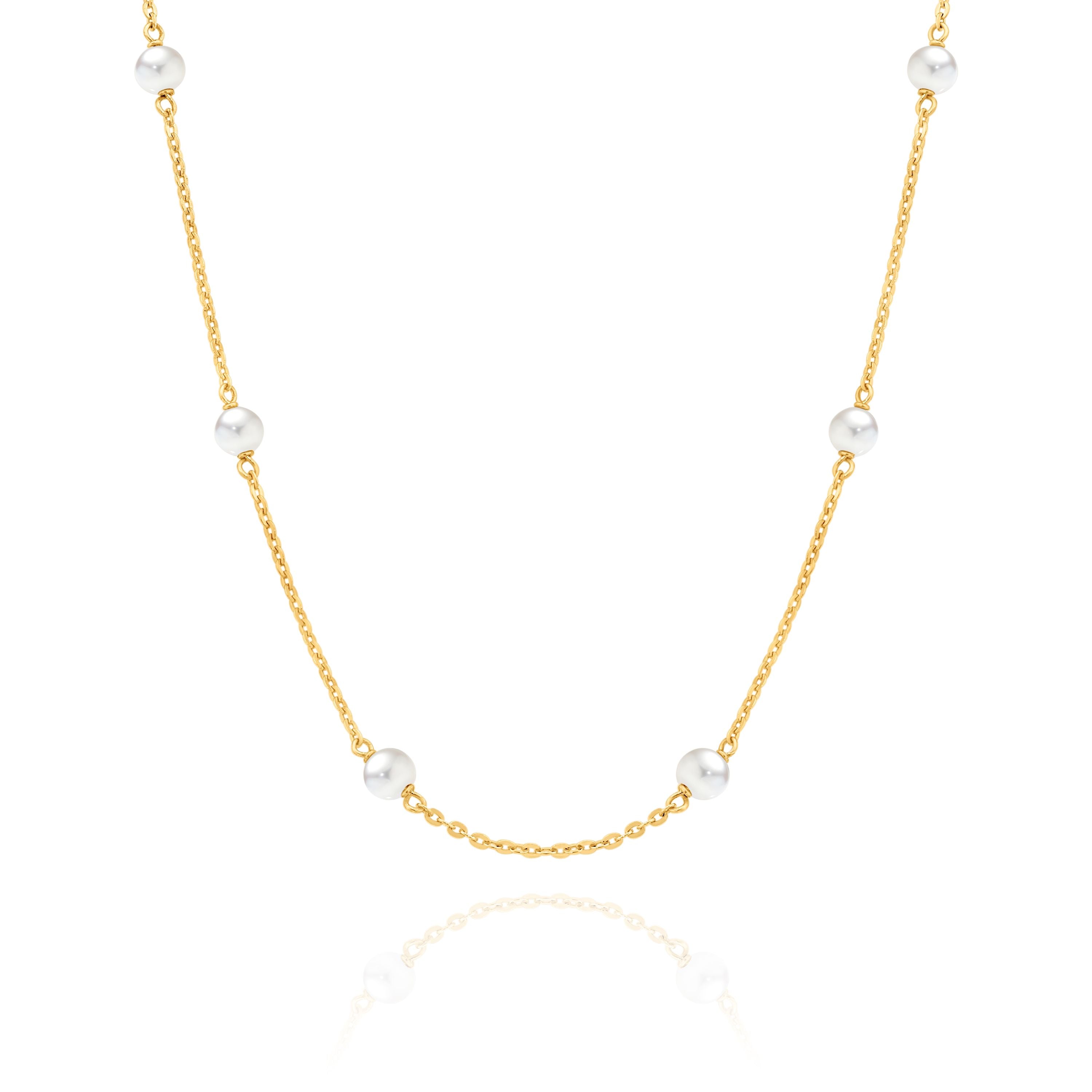 9ct Necklet with Stationary Pearls