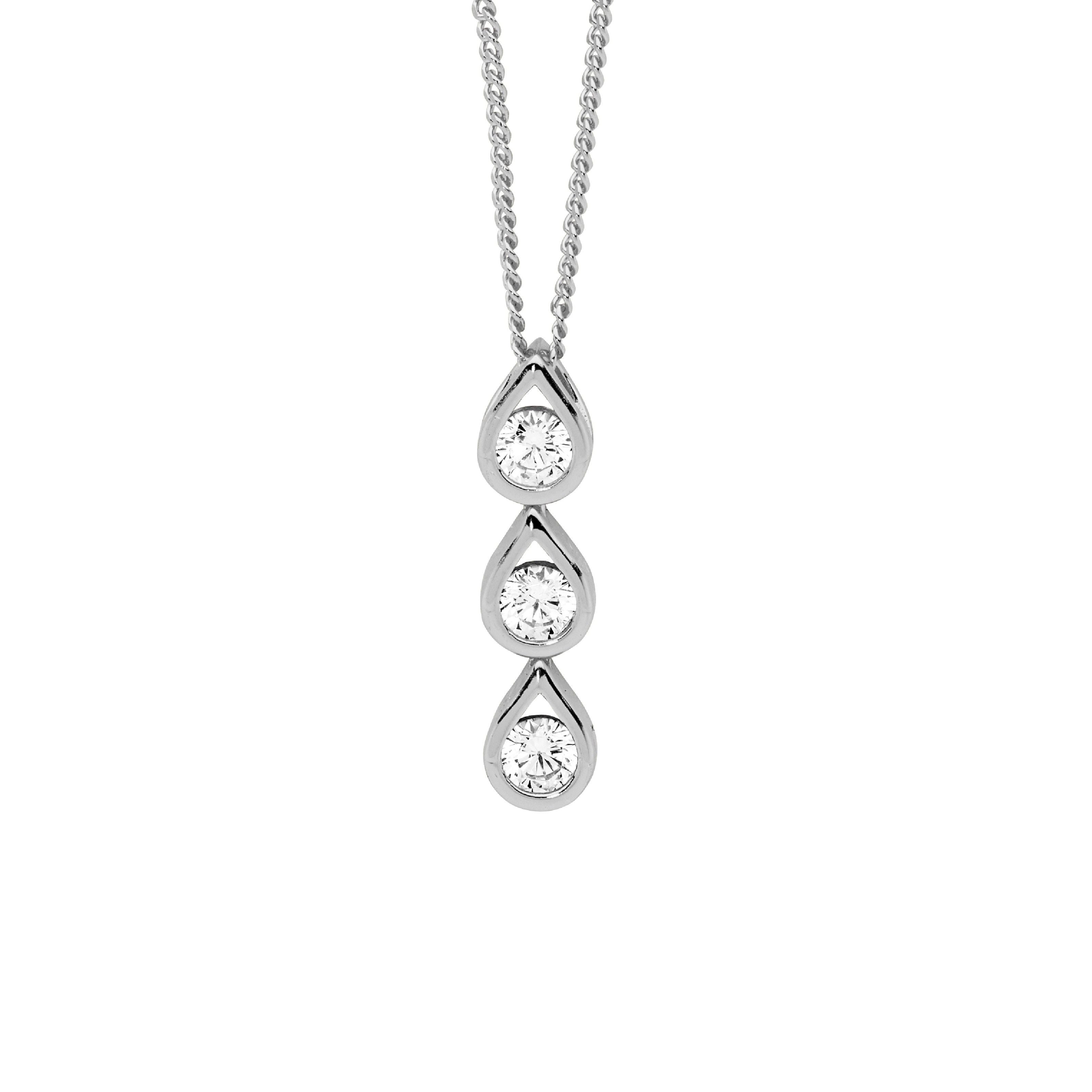 ELLANI Silver Triple Drop Necklet