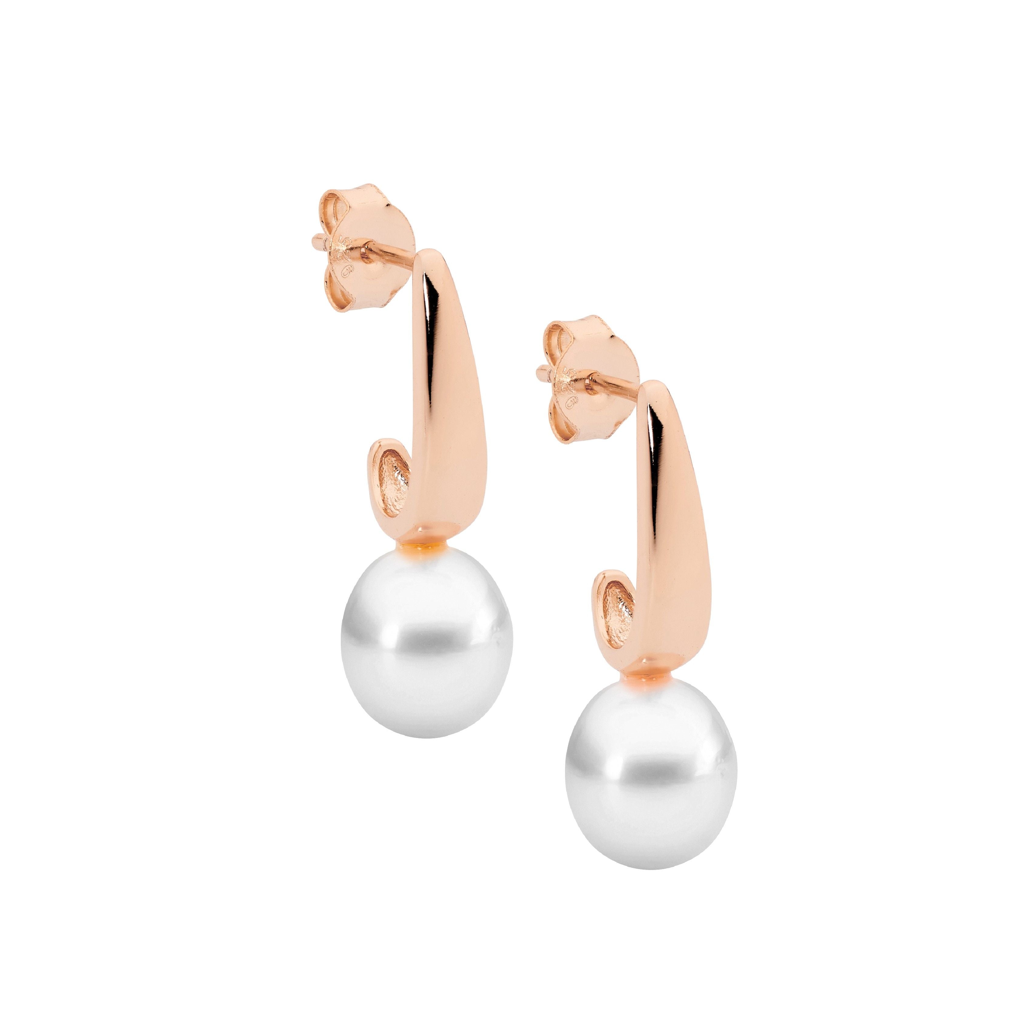 Ellani Freshwater Pearl Earrings in Rose Plating
