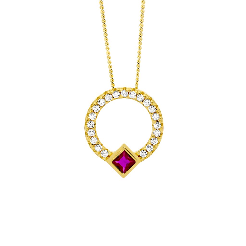 ELLANI Silver Plated Open Circle Necklet with CZ