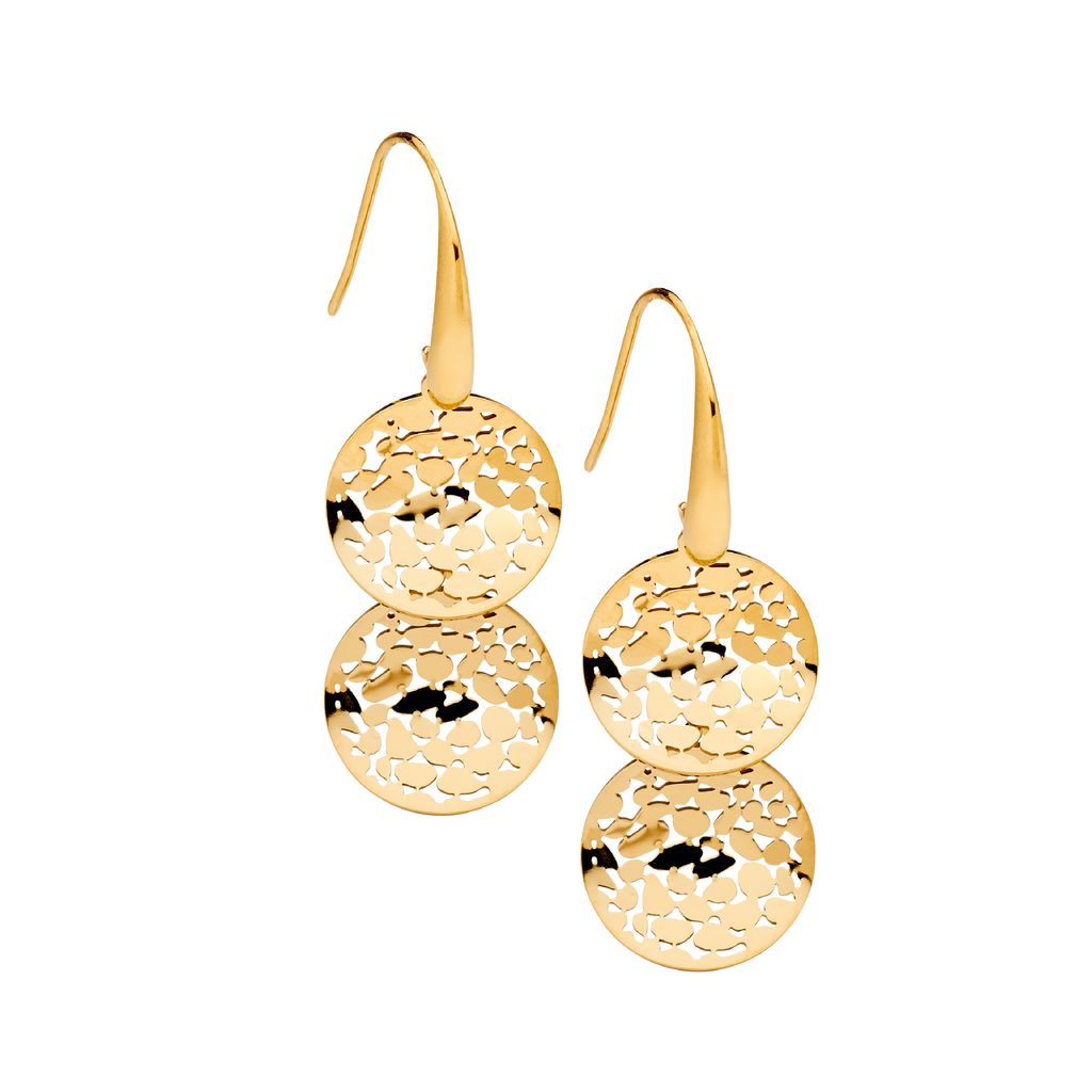 ELLANI Stainless Steel Wave Earrings with Gold Plating
