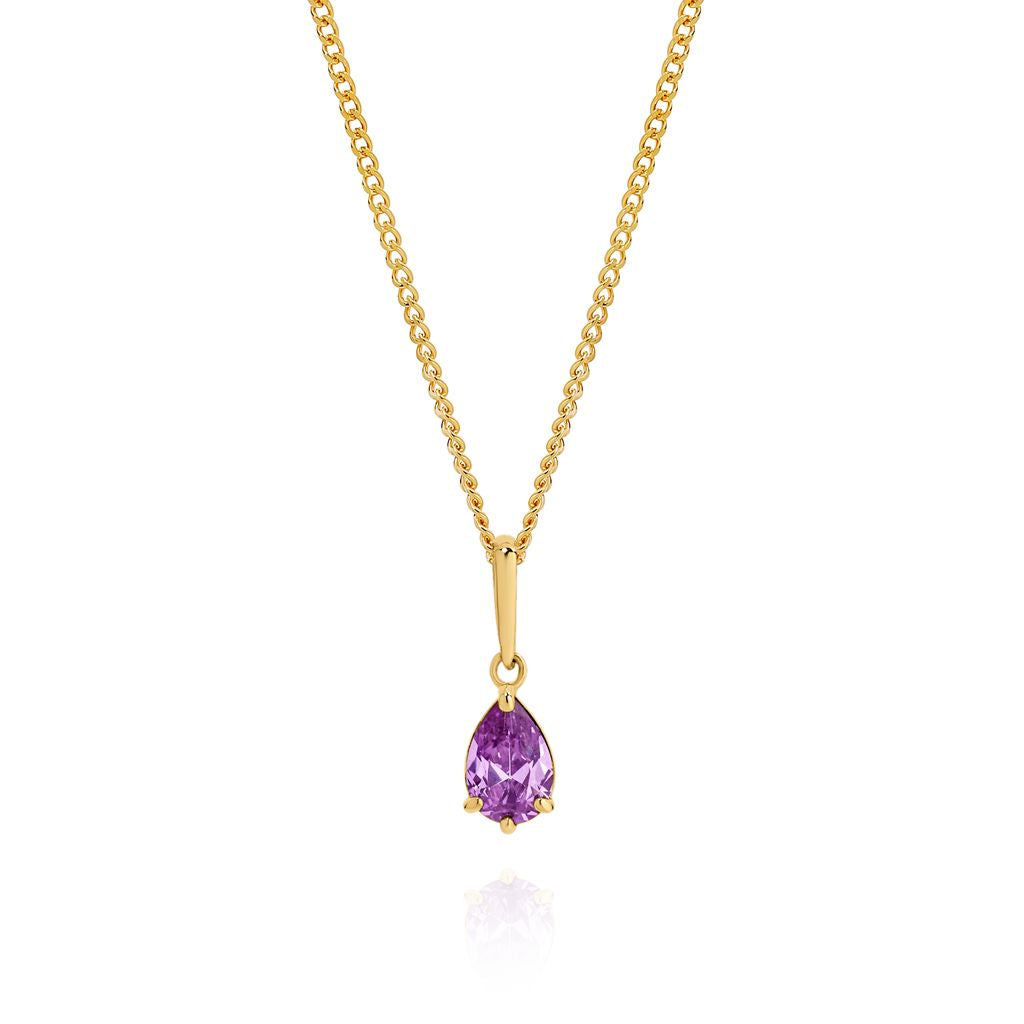 9ct Gold Amethyst Colour CZ Pendant