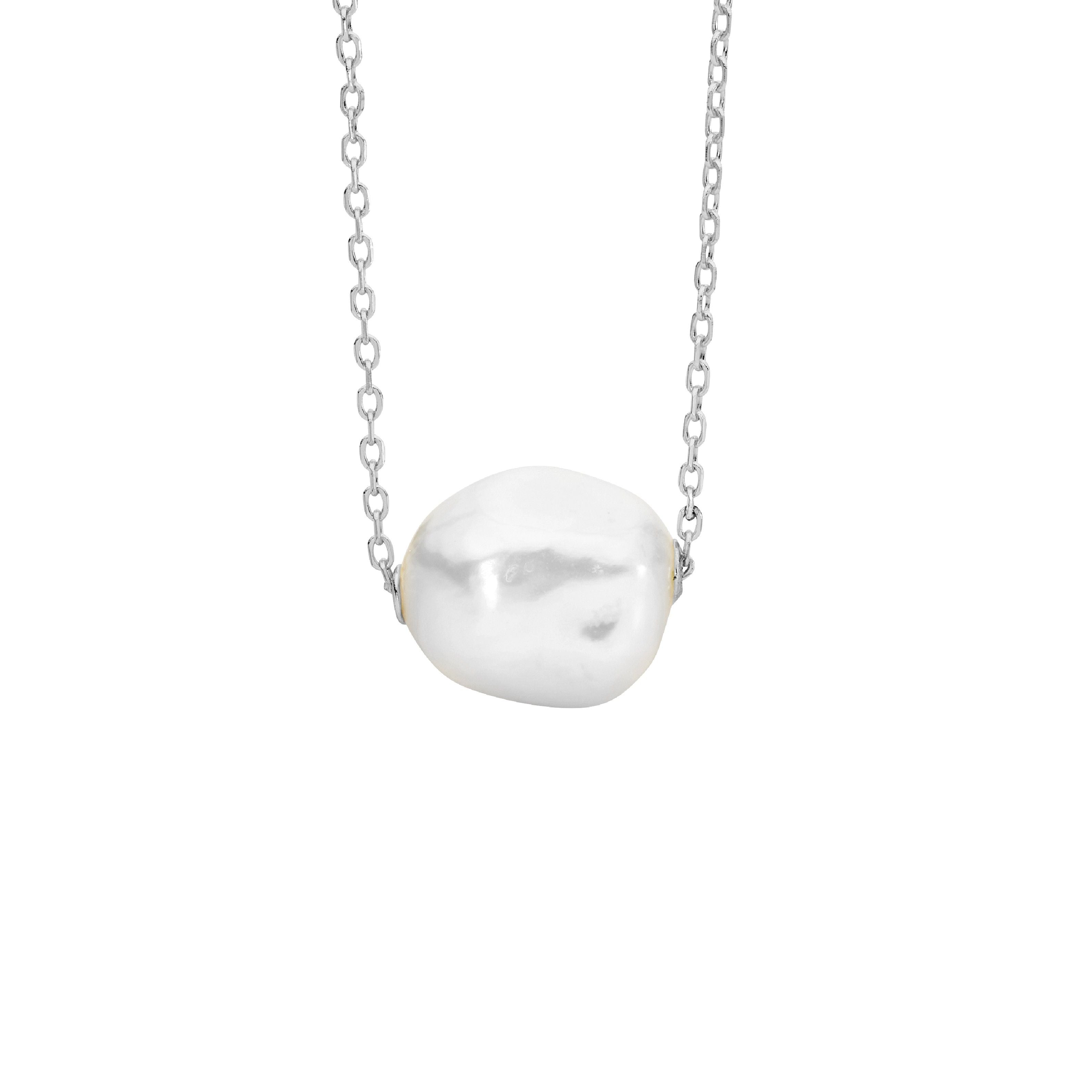 Ellani Silver Baroque Pearl Necklet