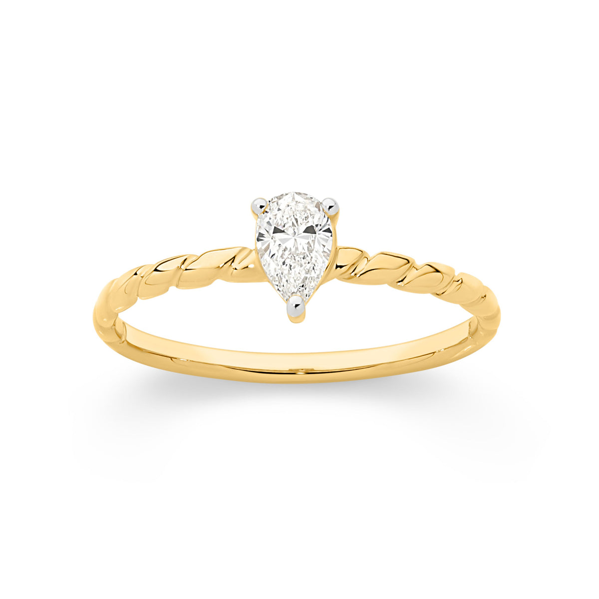 9ct Lab Grown Diamond Pear Cut Petite Ring