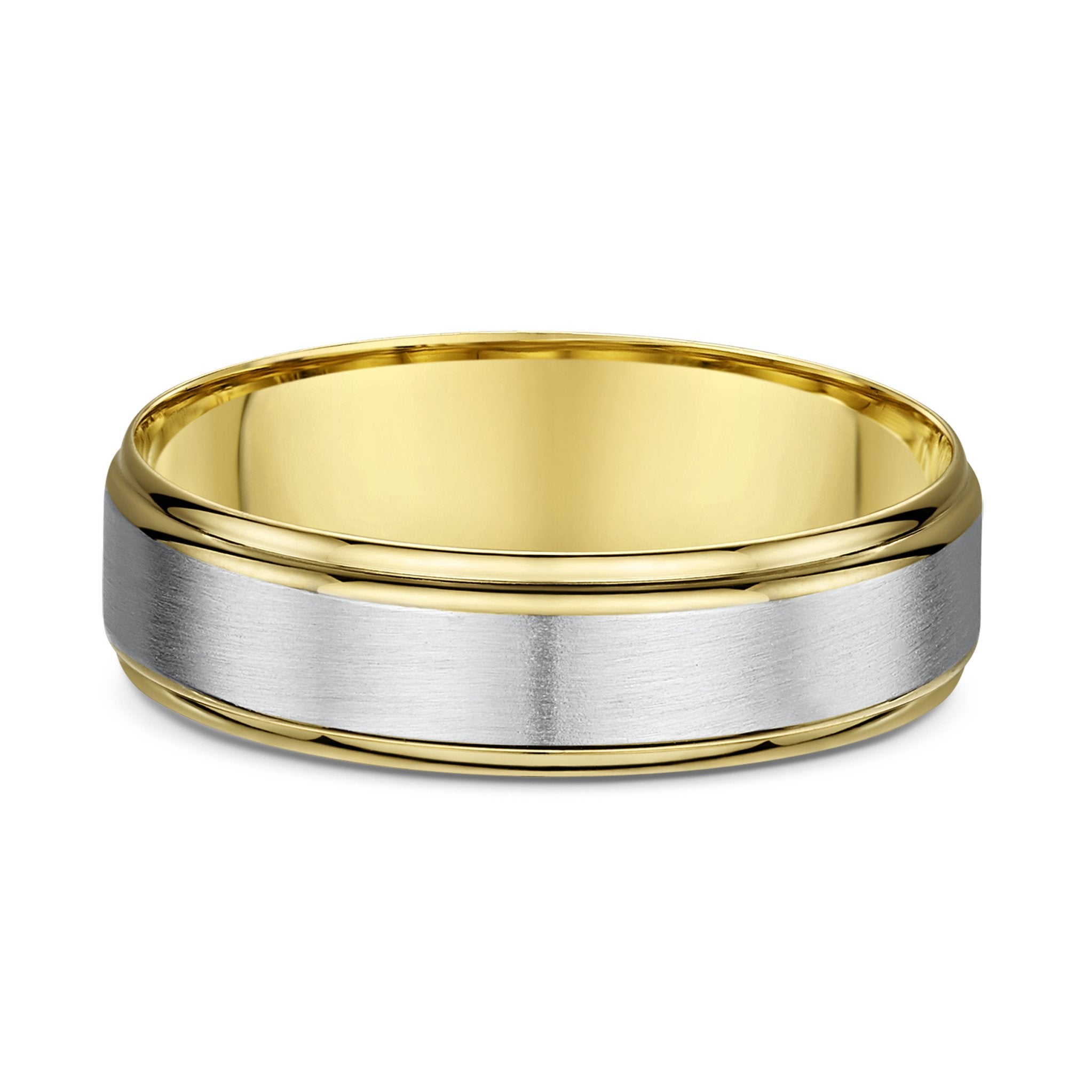 9ct 2-Tone White & Yellow Gold Mens Wedding Ring