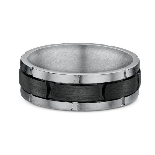 Grey & Black Titanium Carbon Fibre Mens Wedding Ring