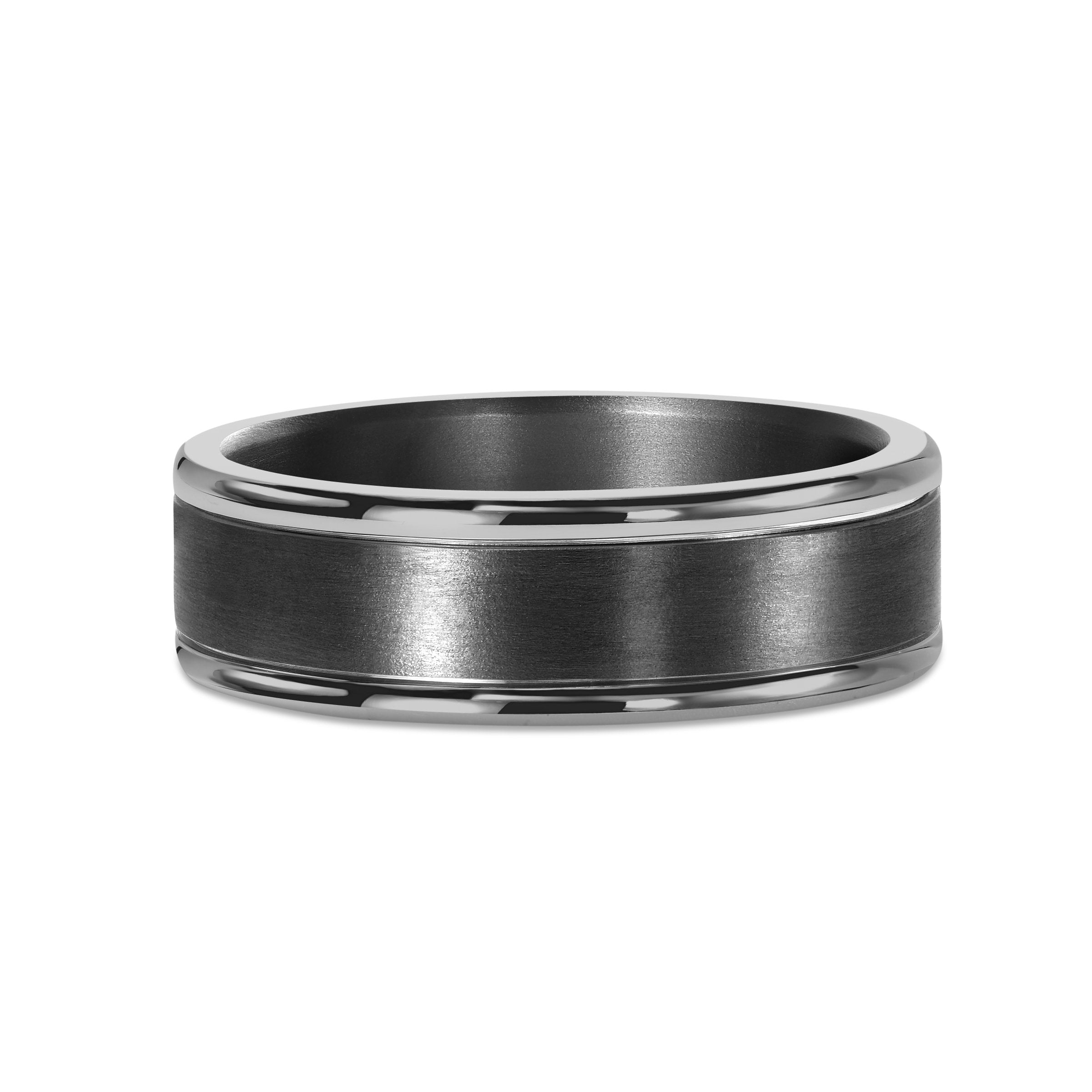 Tantalum Rose White & Dark Grey Mens Wedding Ring