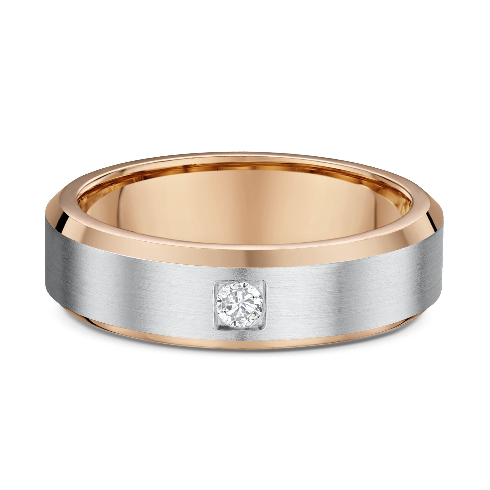 9ct 2-Tone White & Rose Gold Mens Wedding Ring