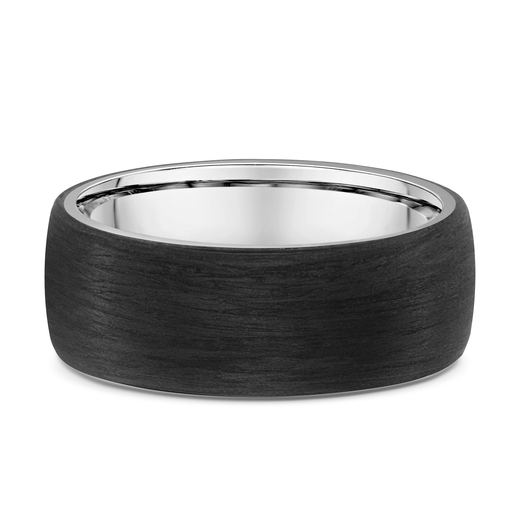 9ct Rose Gold & Black Carbon Fibre Mens Wedding Ring