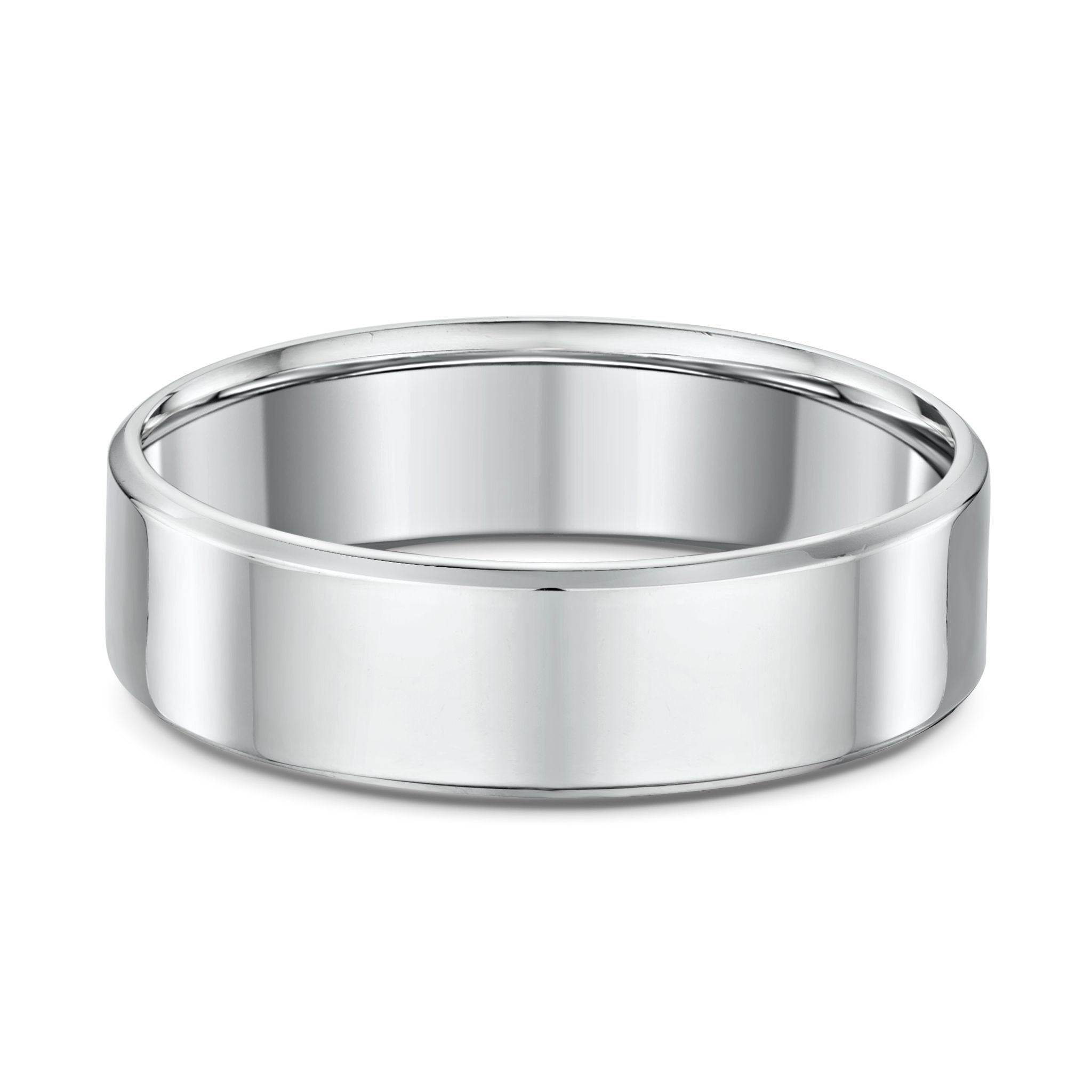 9ct White Gold Flat Bevel Mens Wedding Ring