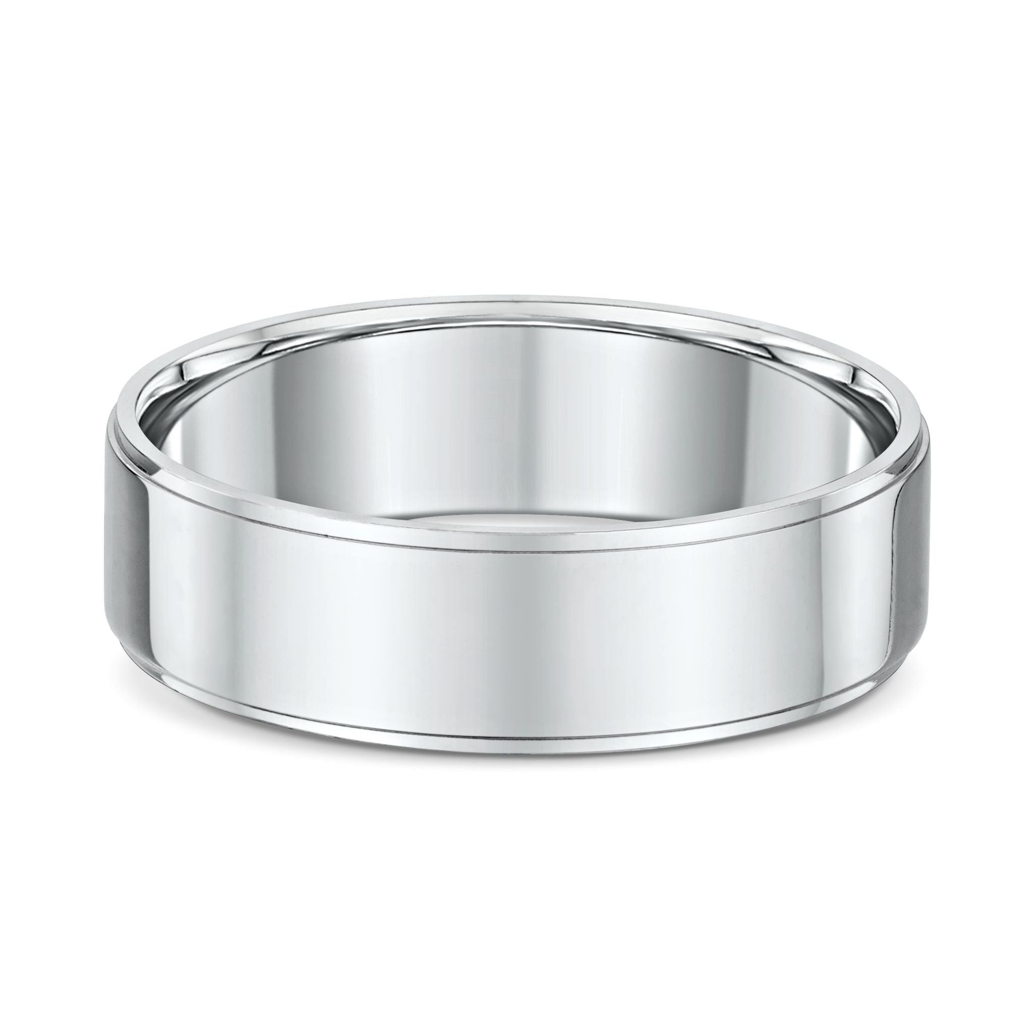 9ct White Gold Side Cut Mens Wedding Ring