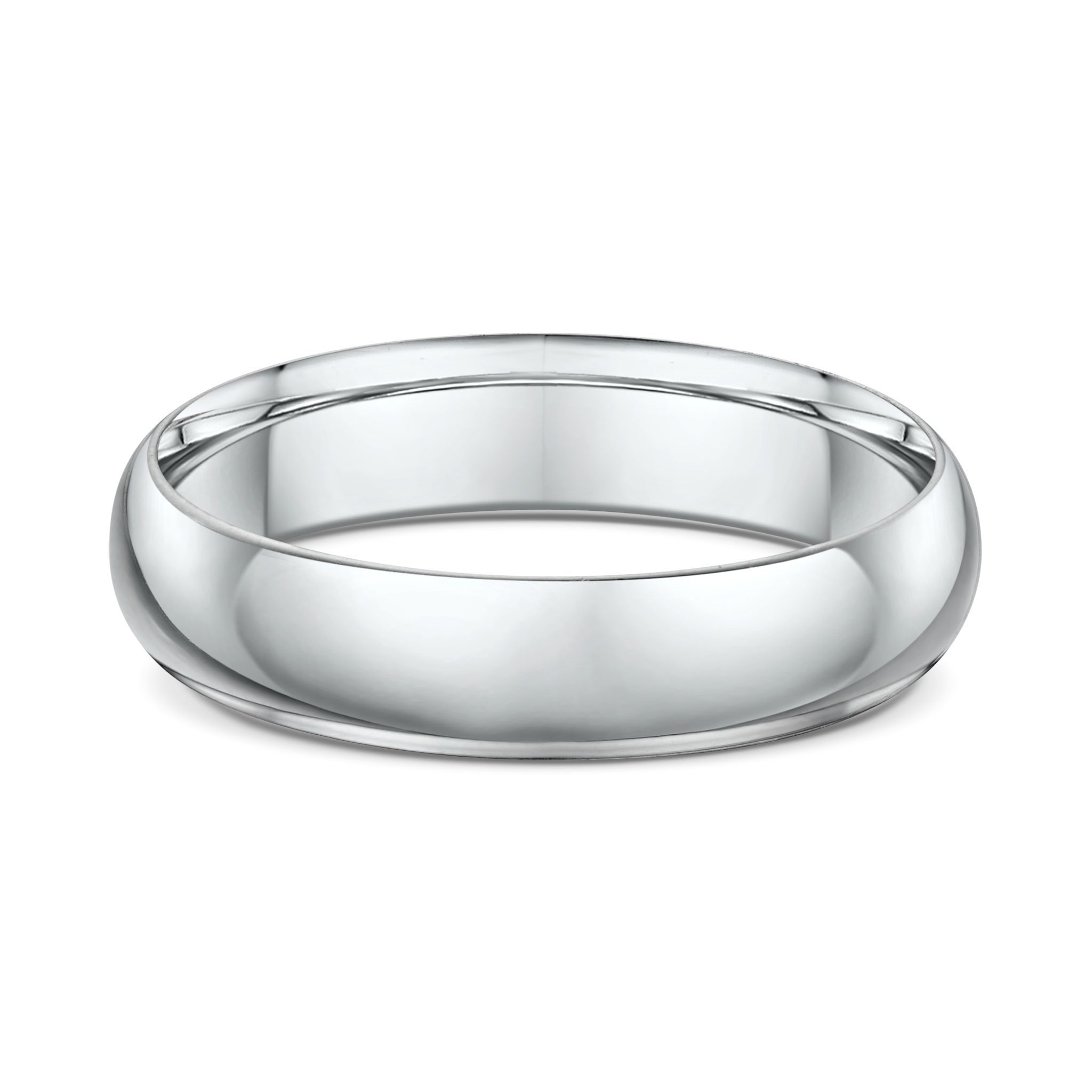 9ct White Gold High Dome Mens Wedding Ring