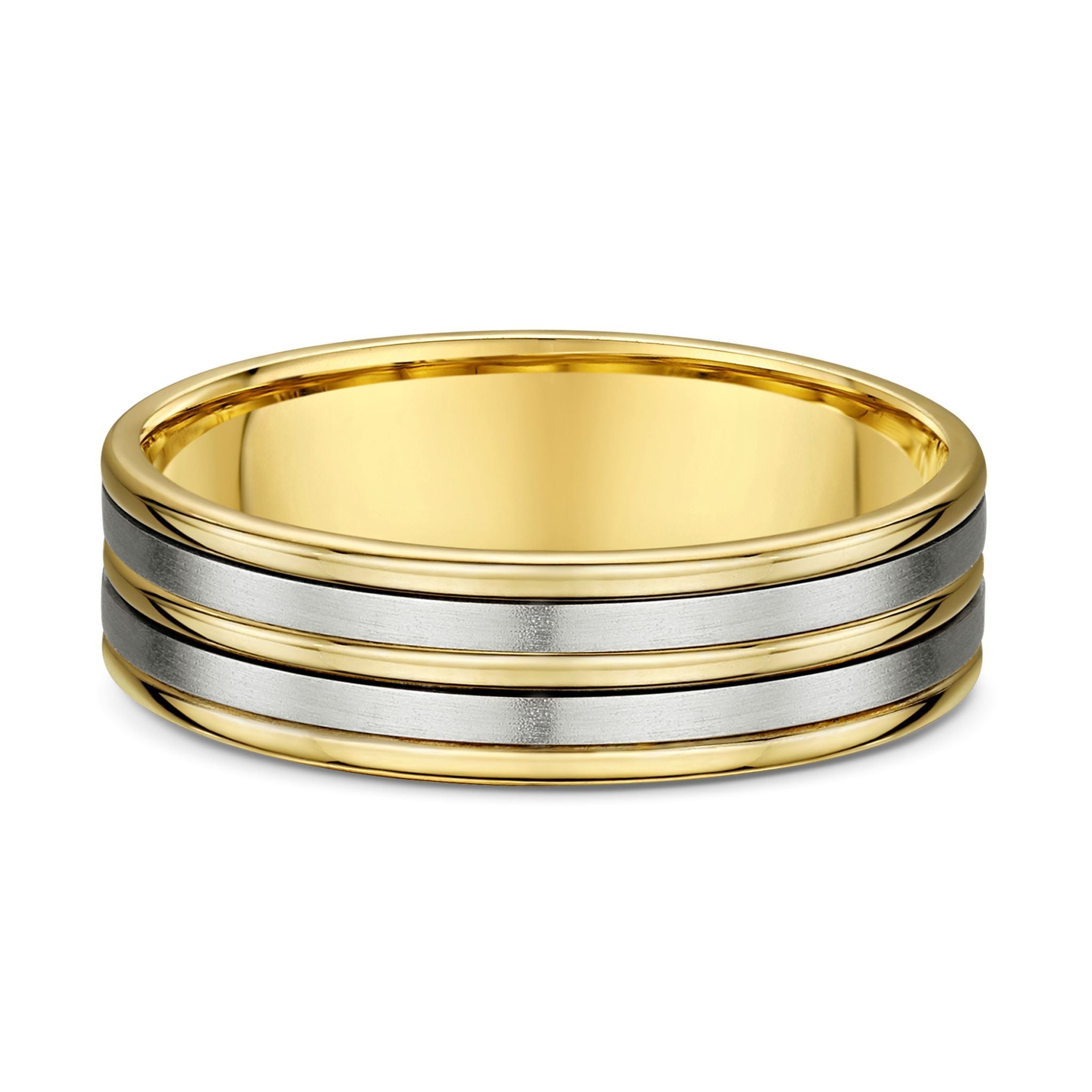 9ct 2-Tone White & Yellow Gold Mens Wedding Ring