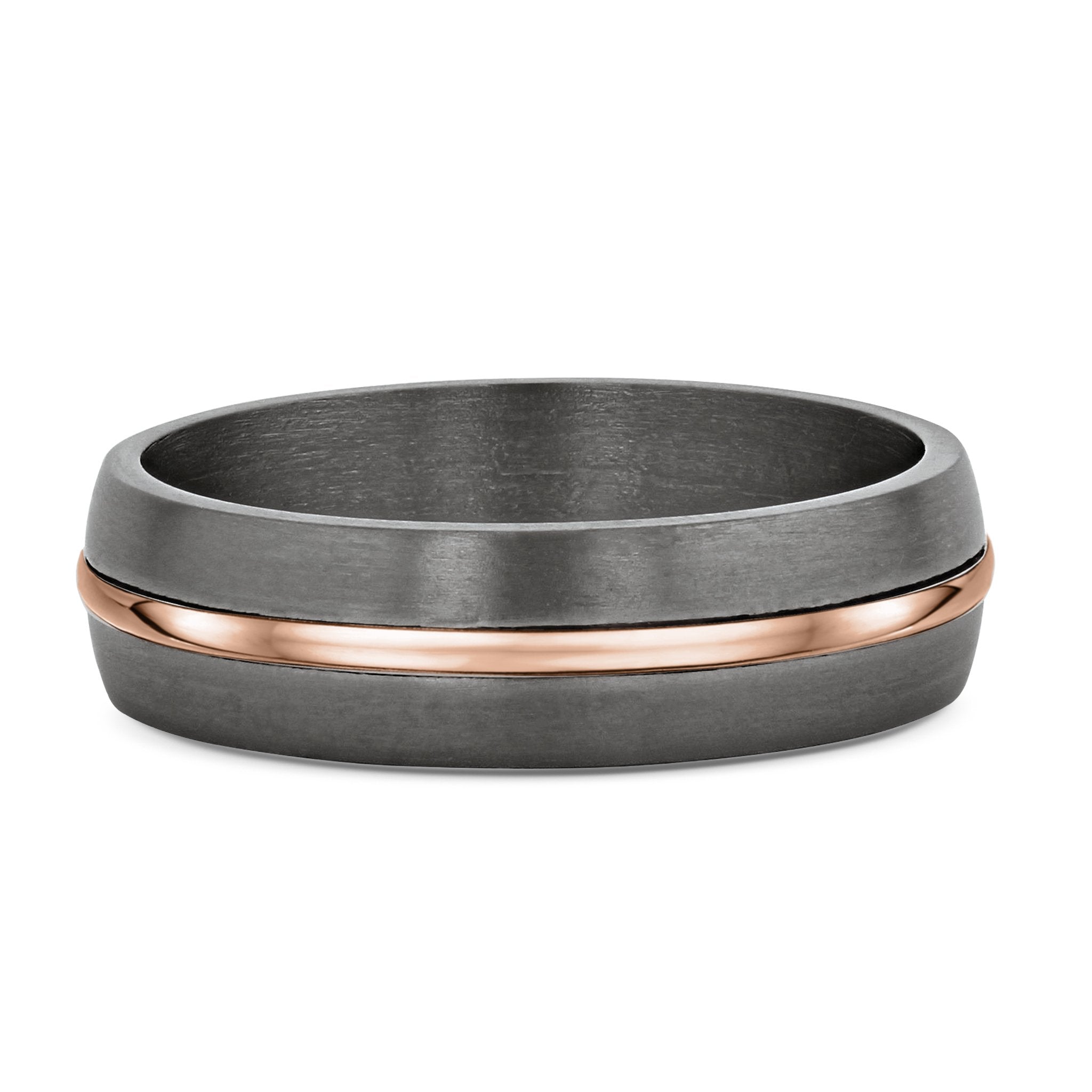 Tantalum Rose Gold & Dark Grey Mens Wedding Ring