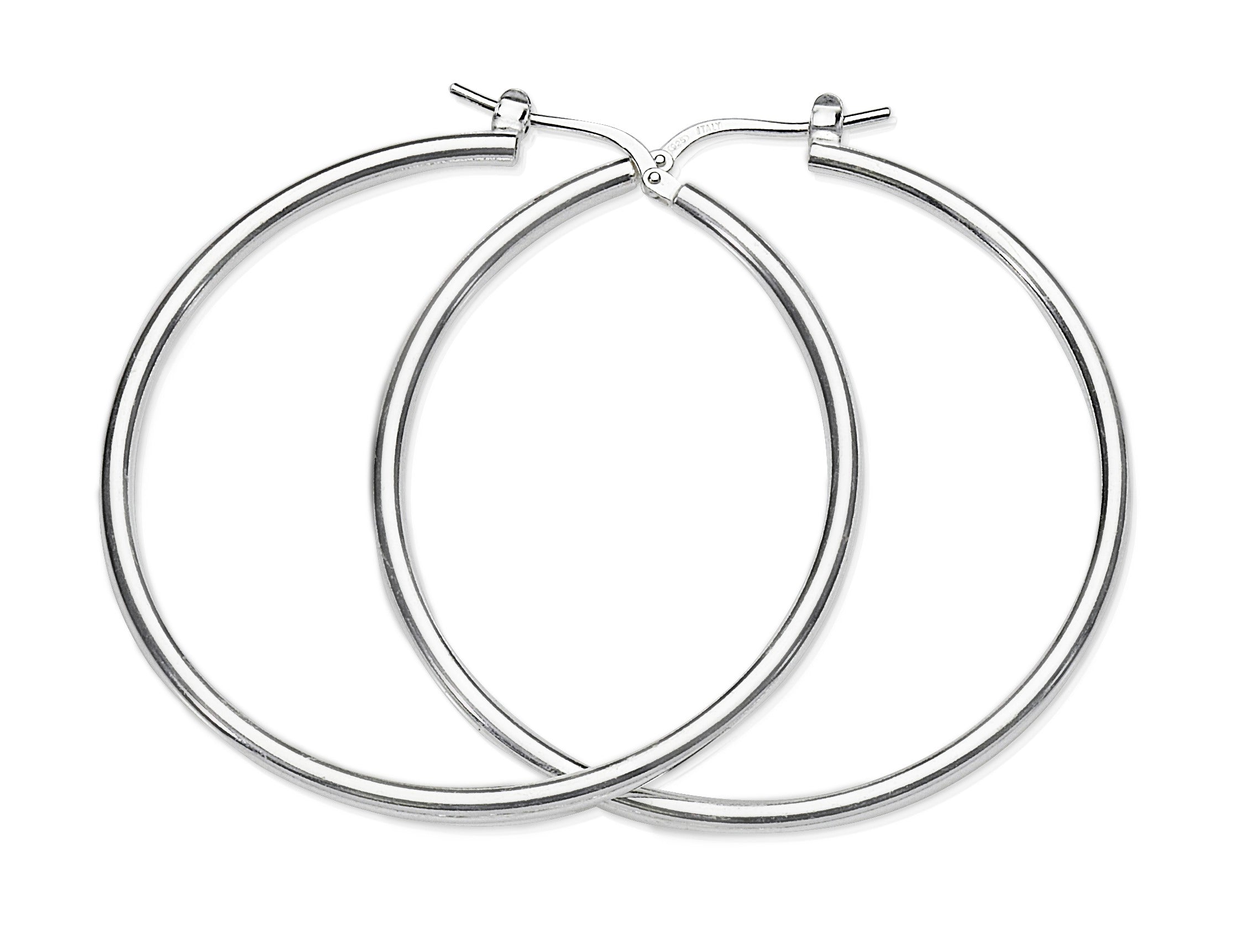 Silver polished hoops 40mm