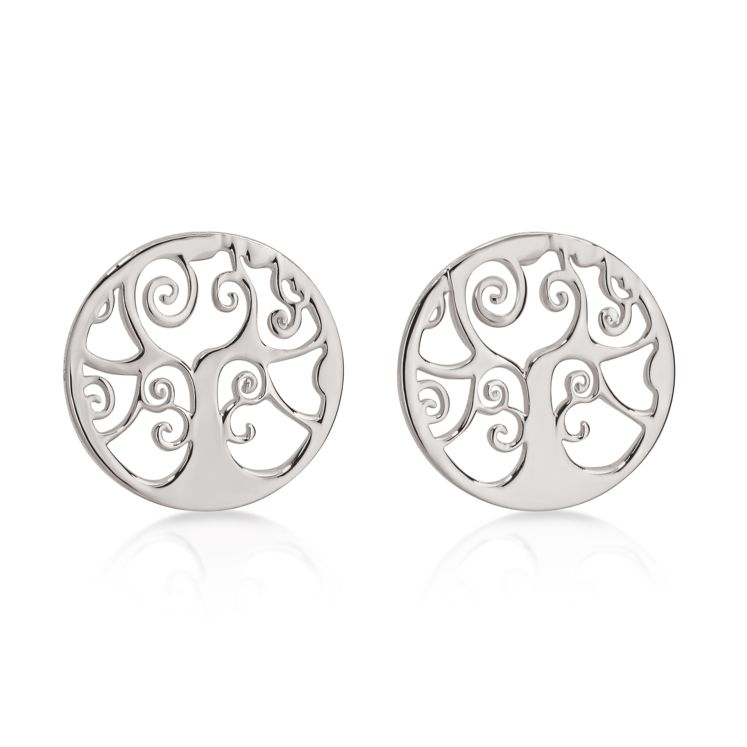 Silver tree of life disc studs